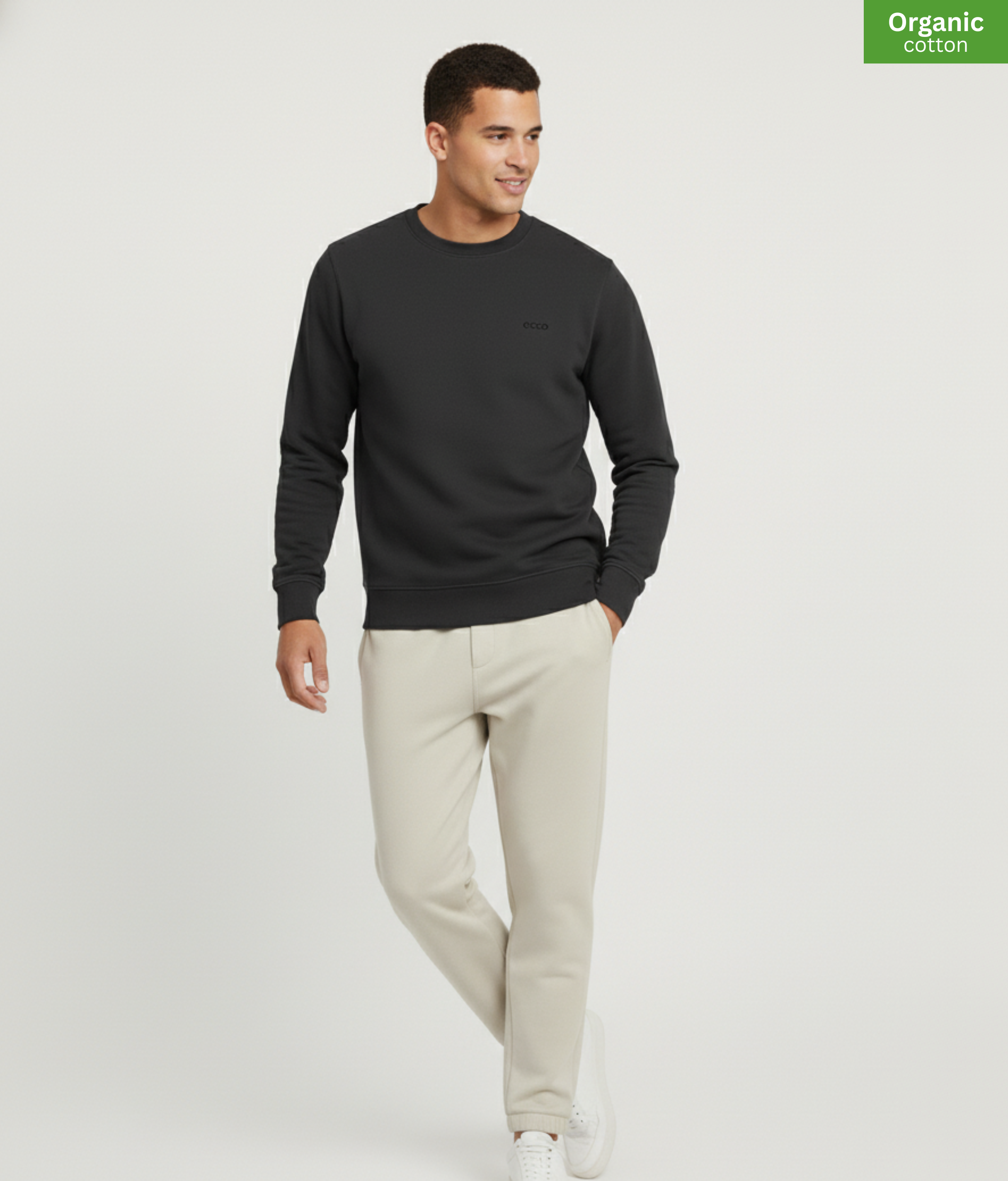 Organic Cotton crewneck sweatshirt | Dark Heather Grey |  Medium Fit.