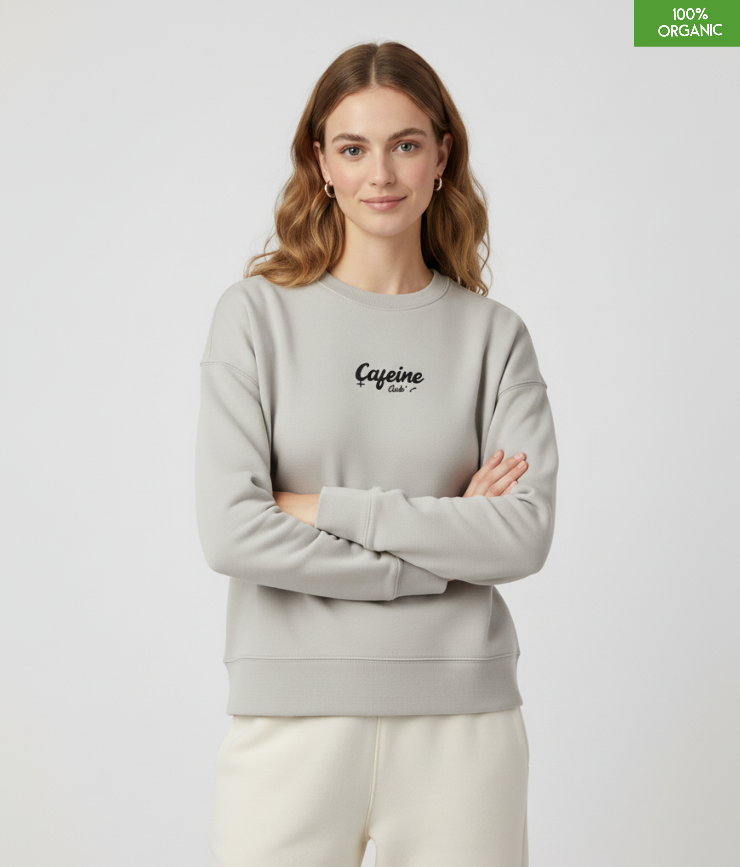 "Cafeine Club" The women's crew neck sweatshirt | Heather Haze | Medium fit | 300gsm