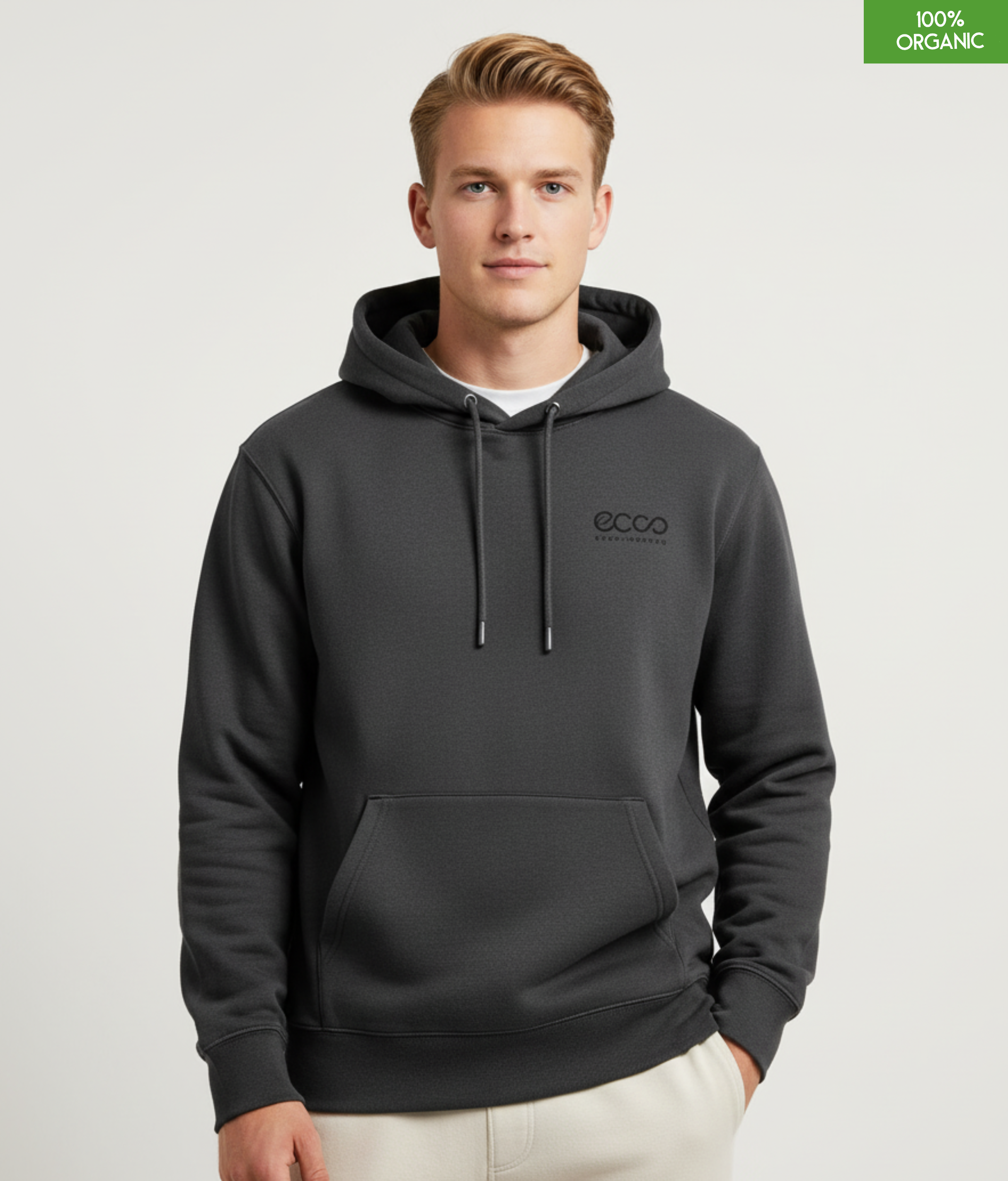 Organic Cotton Hoodie | Dark Heather Grey | Relaxed Medium Fit.