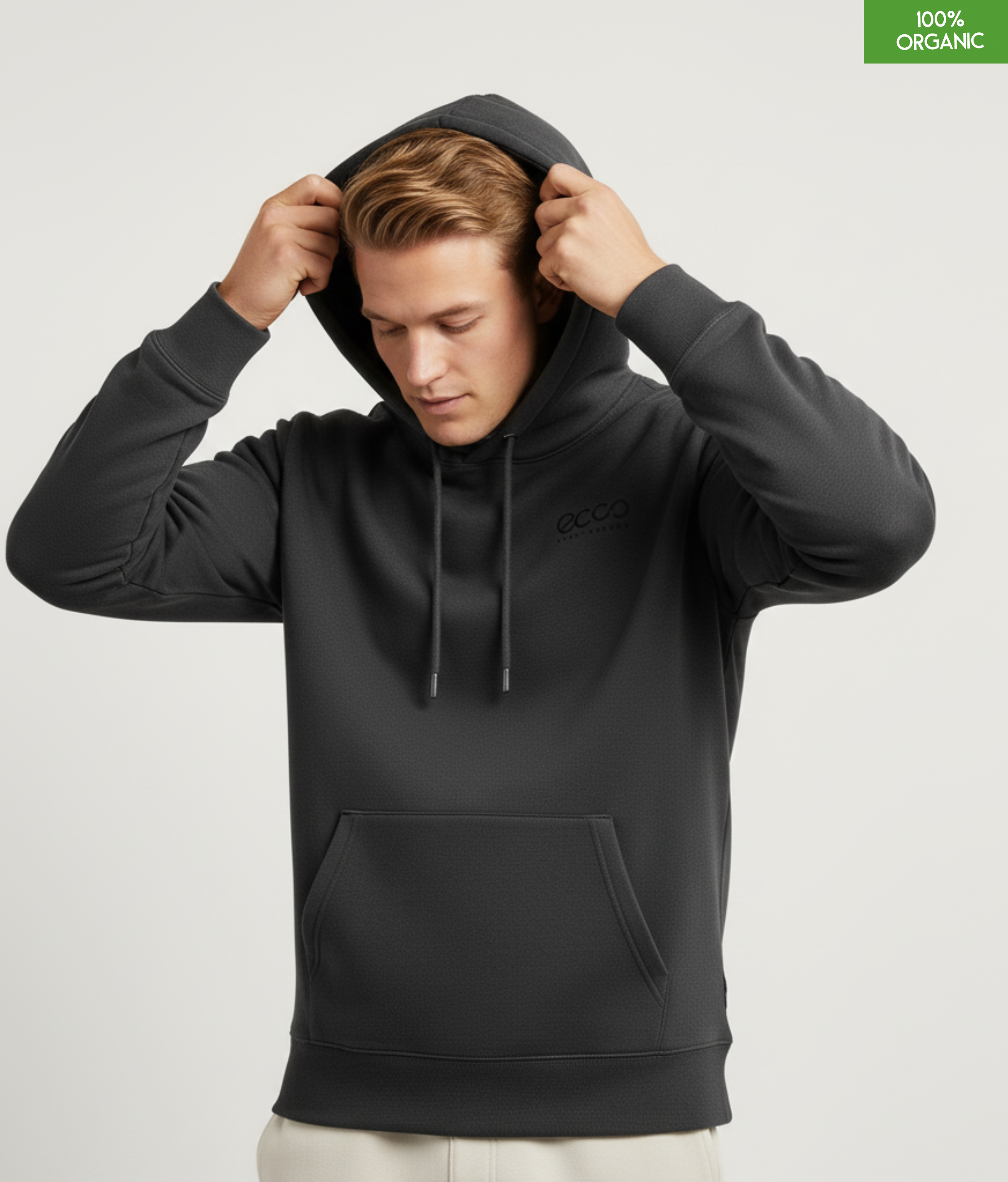 Organic Cotton Hoodie | Dark Heather Grey | Relaxed Medium Fit.