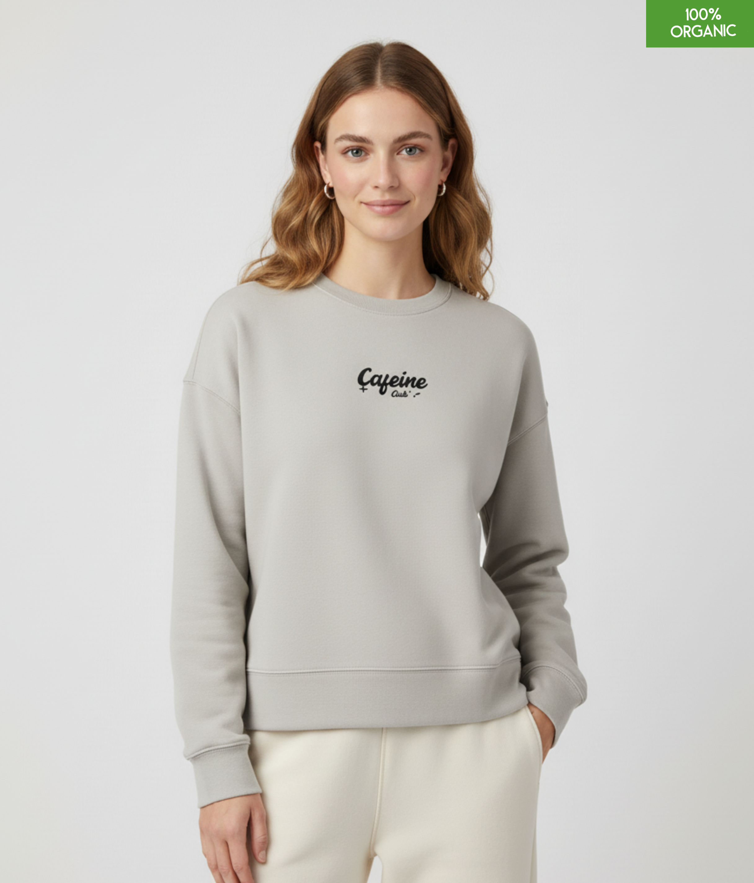 "Cafeine Club" The women's crew neck sweatshirt | Heather Haze | Medium fit | 300gsm