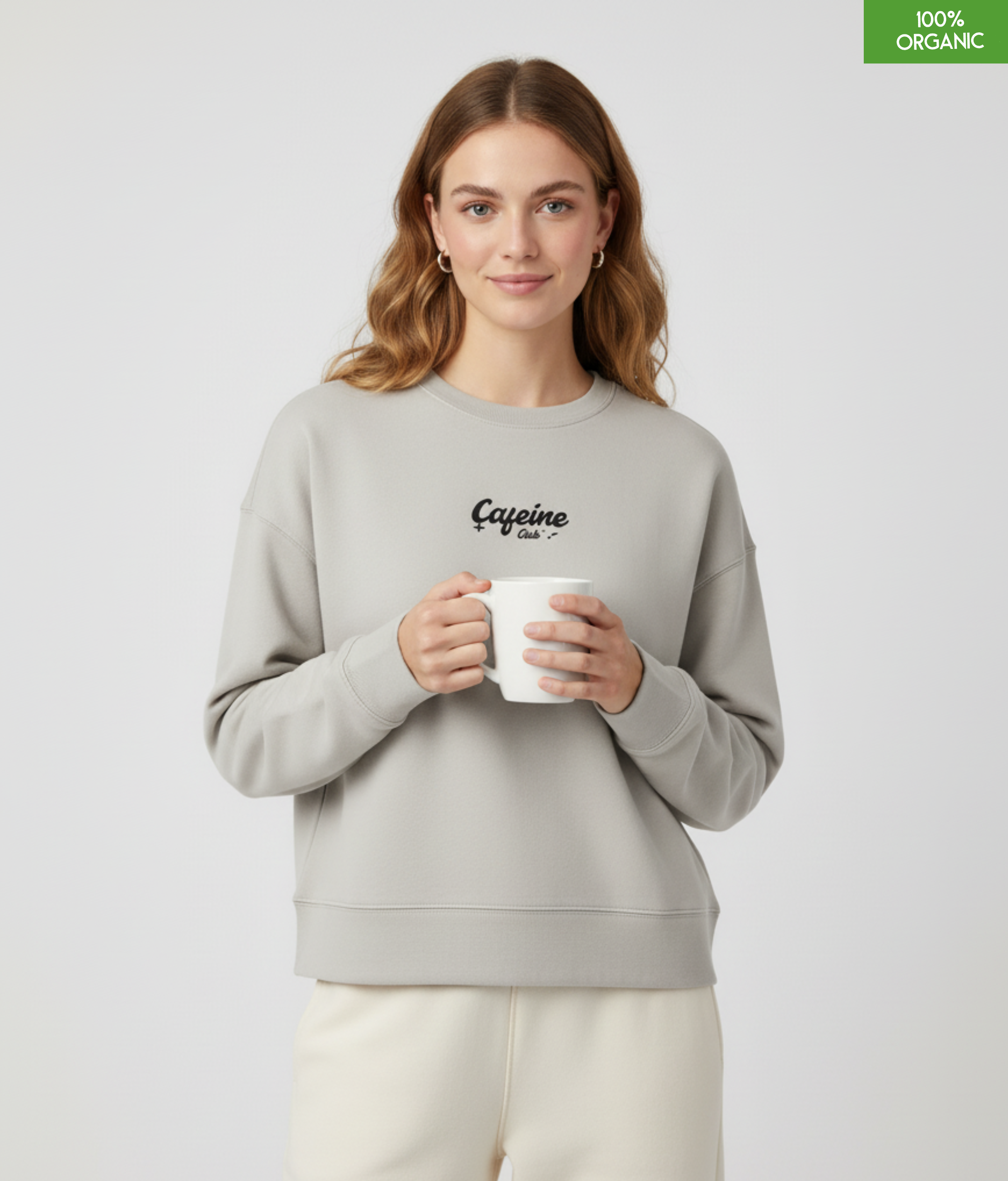 "Cafeine Club" The women's crew neck sweatshirt | Heather Haze | Medium fit | 300gsm
