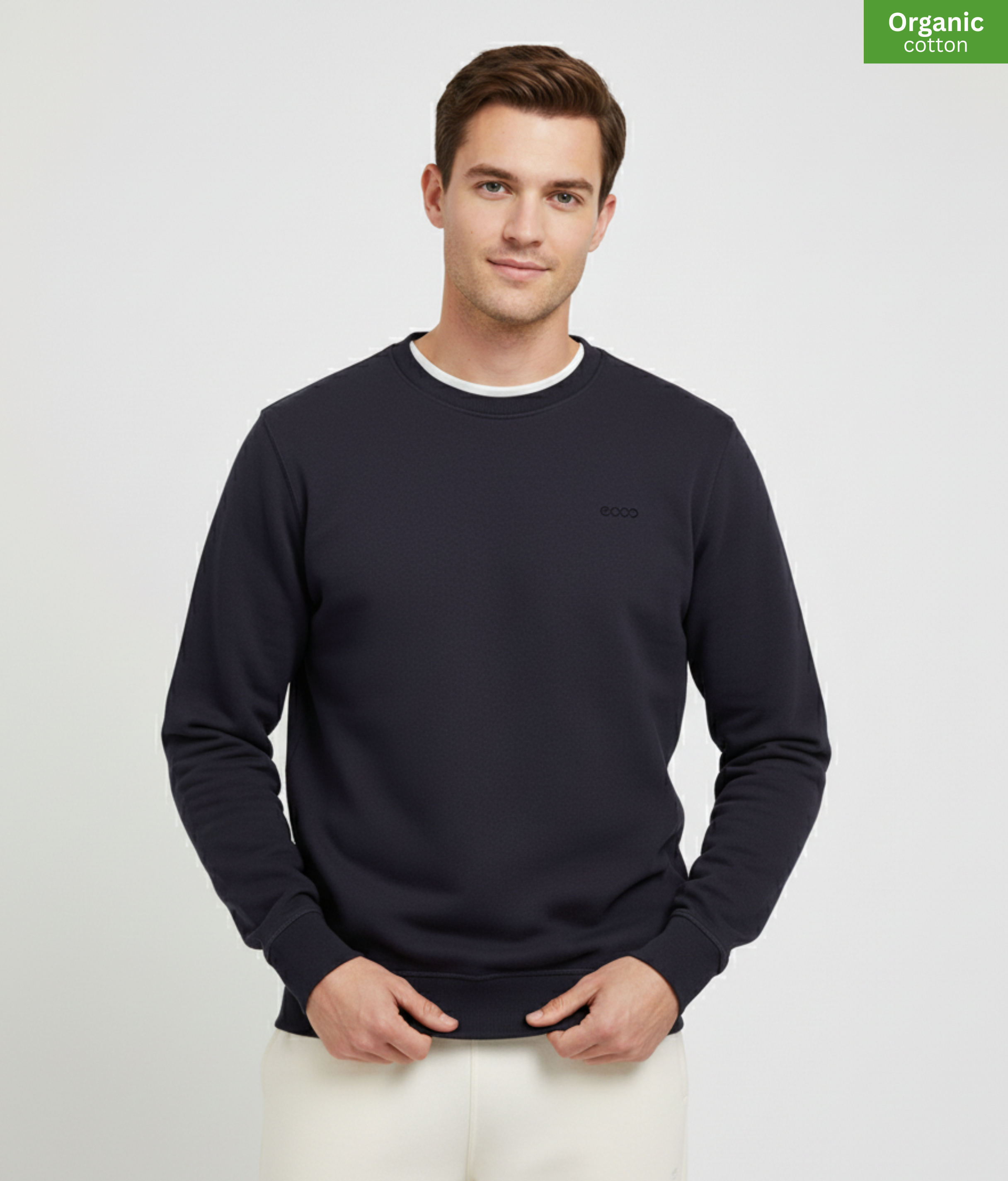 Organic Cotton crewneck sweatshirt | French Navy |  Medium Fit.