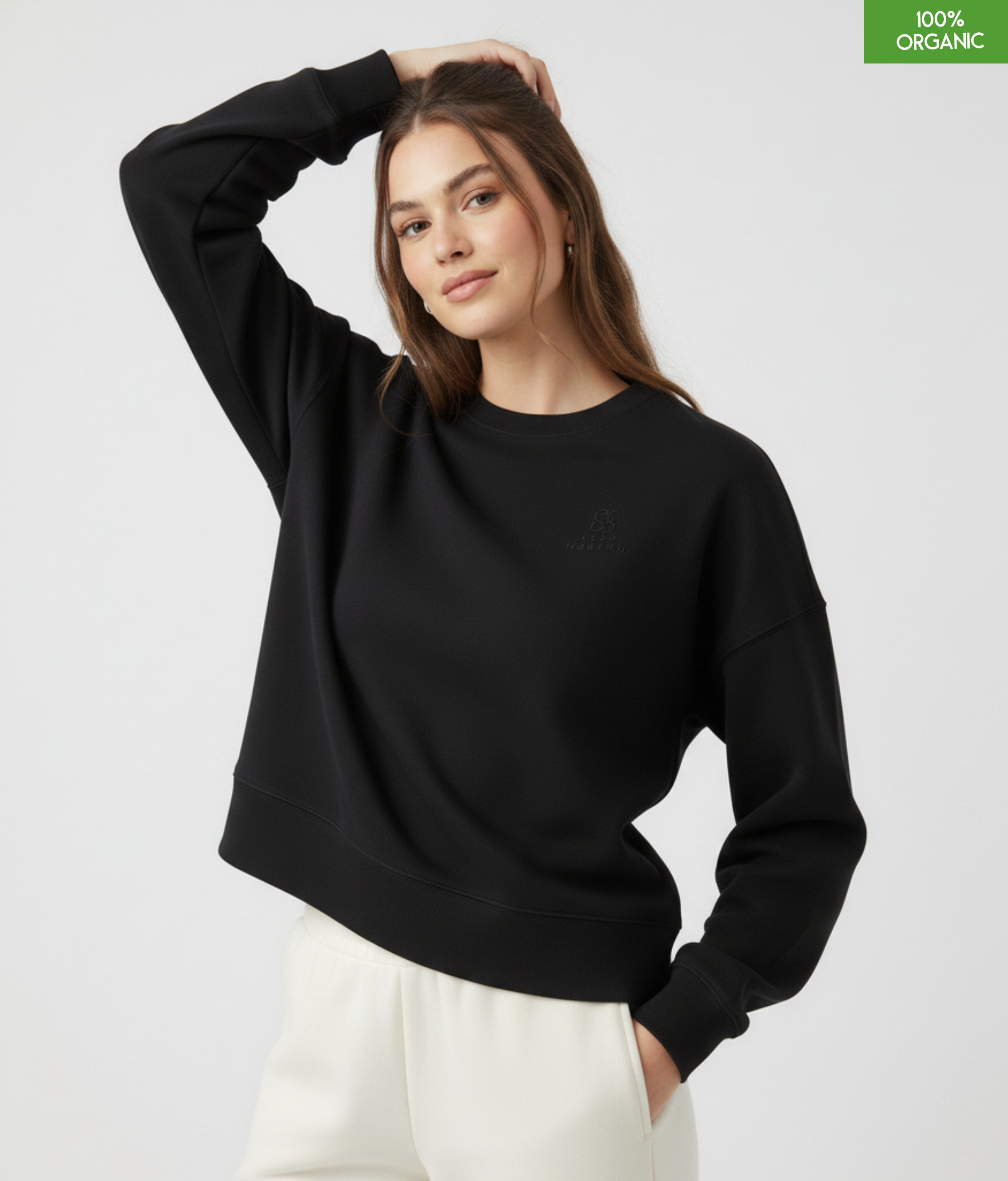 The women's crew neck sweatshirt | Black | Medium fit | 300gsm