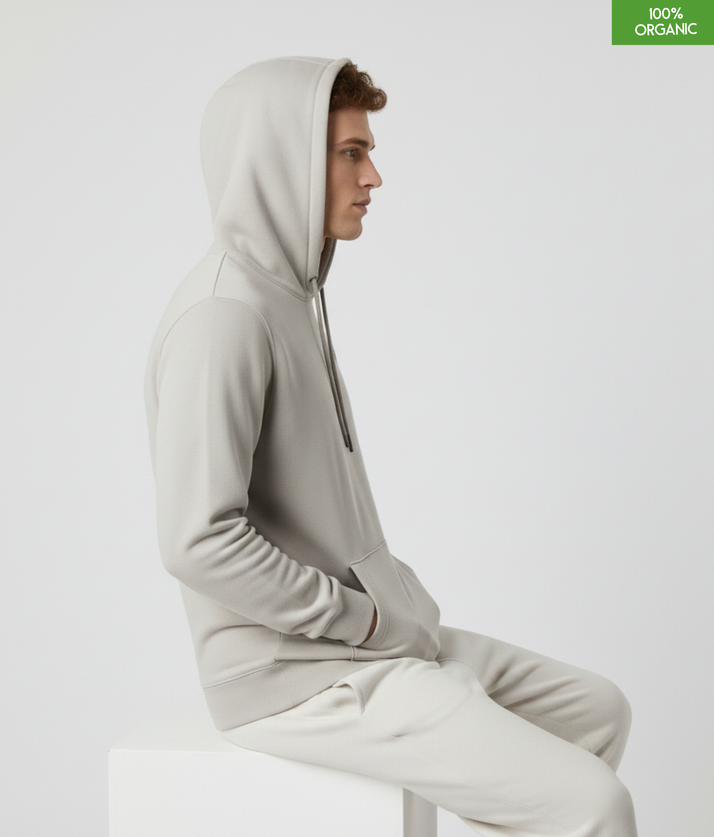 Organic Cotton Hoodie | Heather Haze | Relaxed Medium Fit.