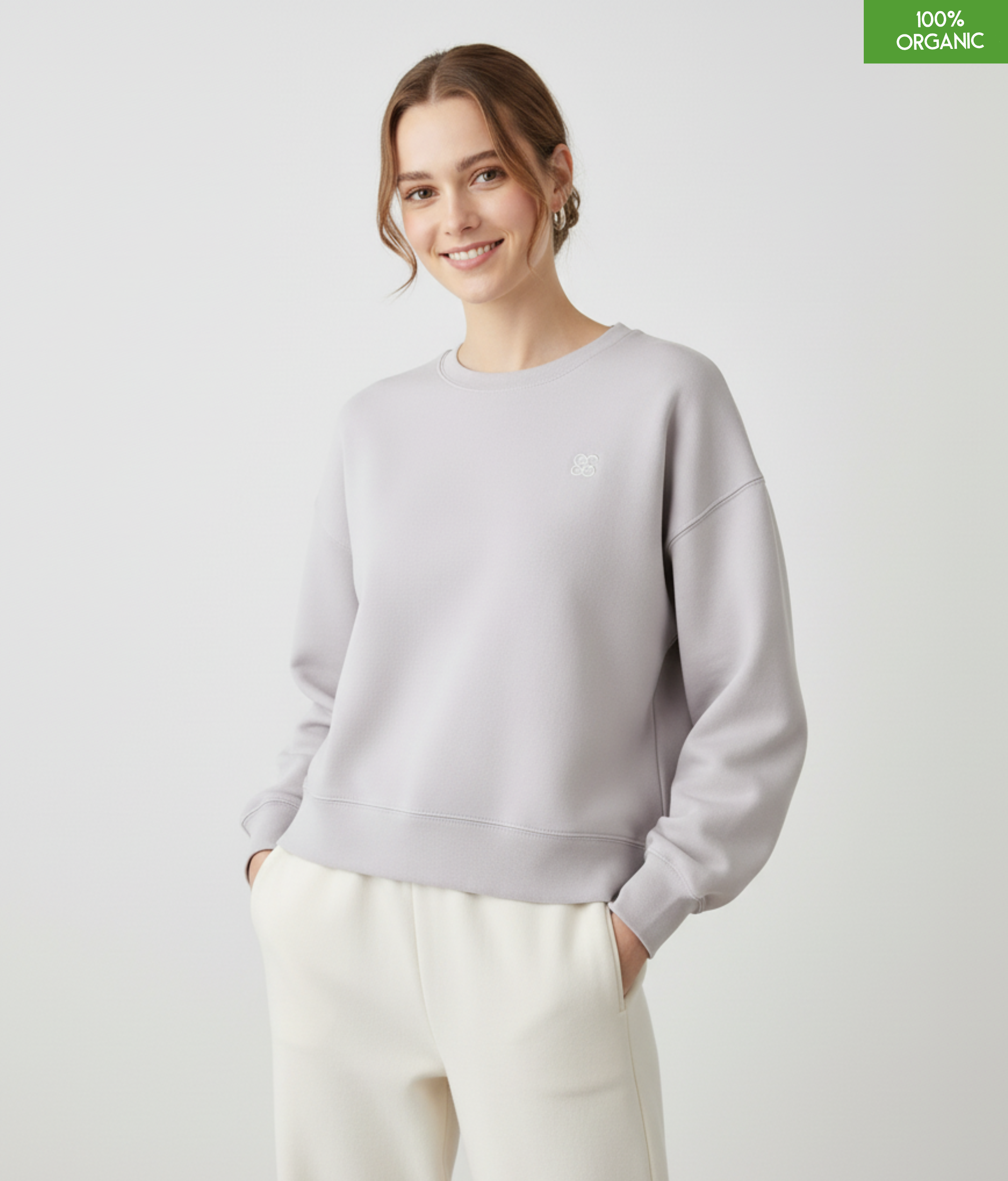 The women's crew neck sweatshirt | Cool Heather Grey | Medium fit | 300gsm