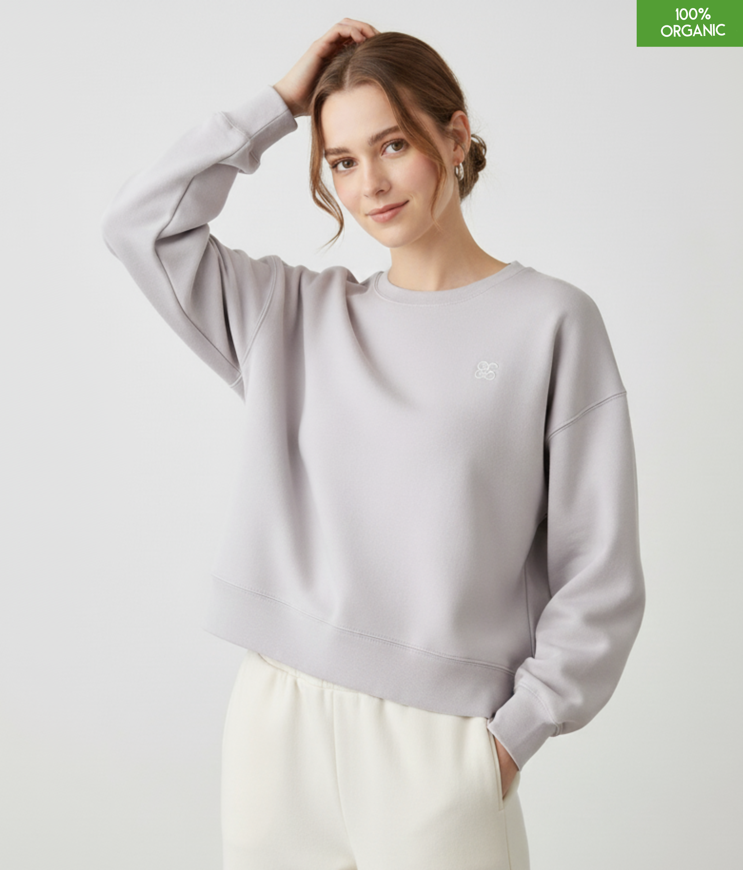 The women's crew neck sweatshirt | Cool Heather Grey | Medium fit | 300gsm