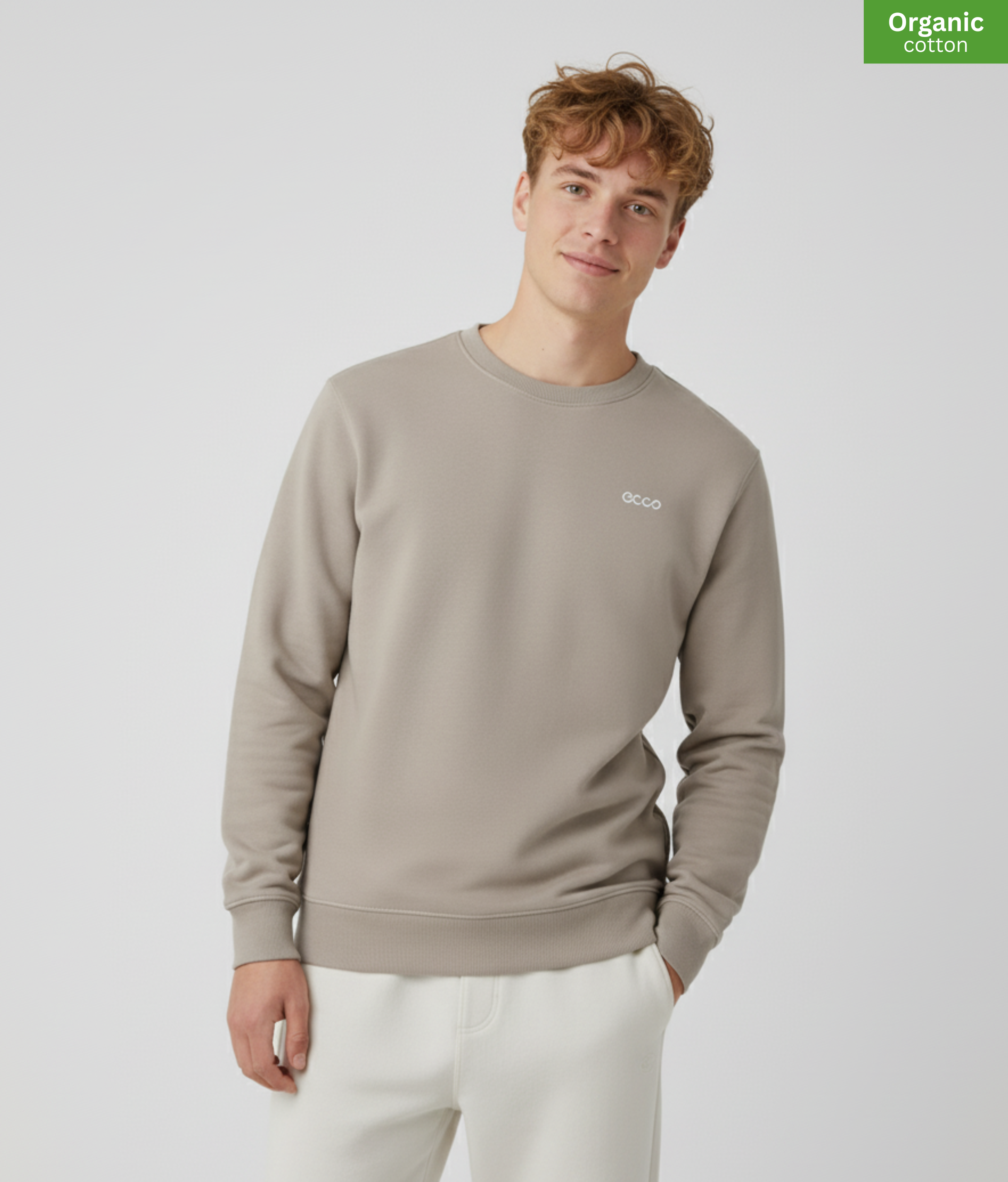 Organic Cotton crewneck sweatshirt | Desert Dust |  Medium Fit.