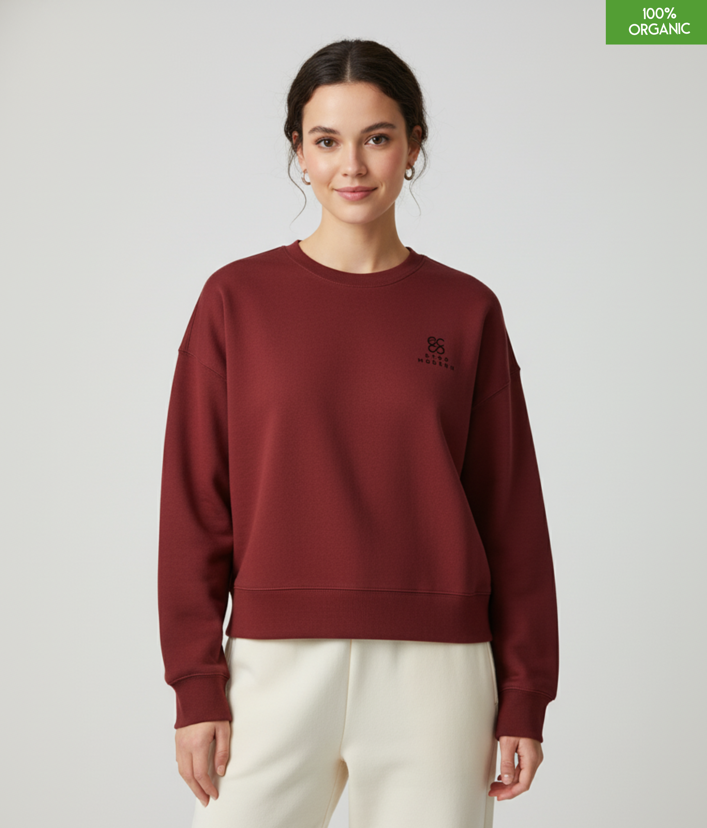 The women's crew neck sweatshirt | Burgundy | Medium fit | 300gsm
