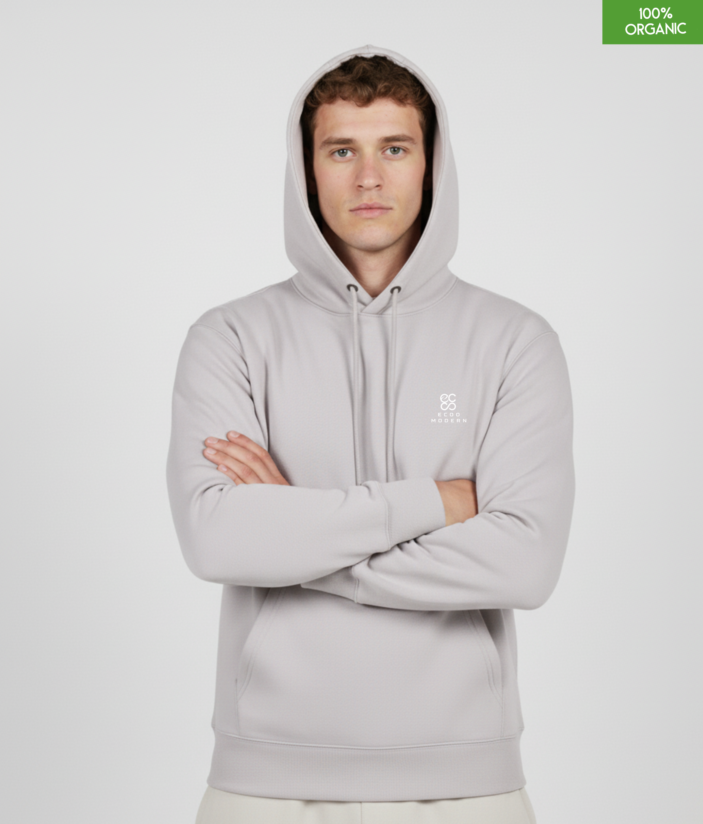 Organic Cotton Hoodie | Cool Heather Grey | Relaxed Medium Fit.