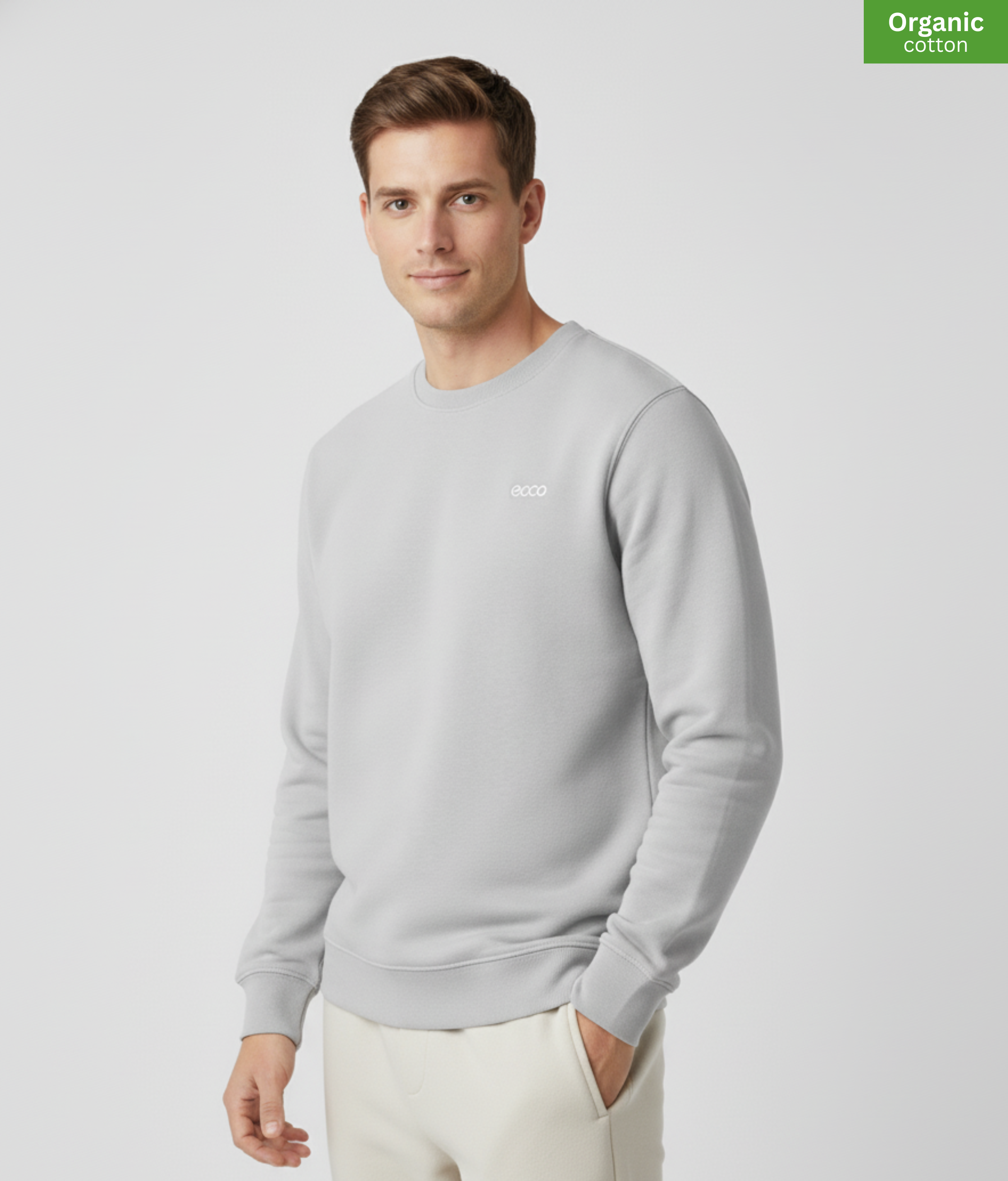 Organic Cotton crewneck sweatshirt | Heather Grey | Relaxed Medium Fit.