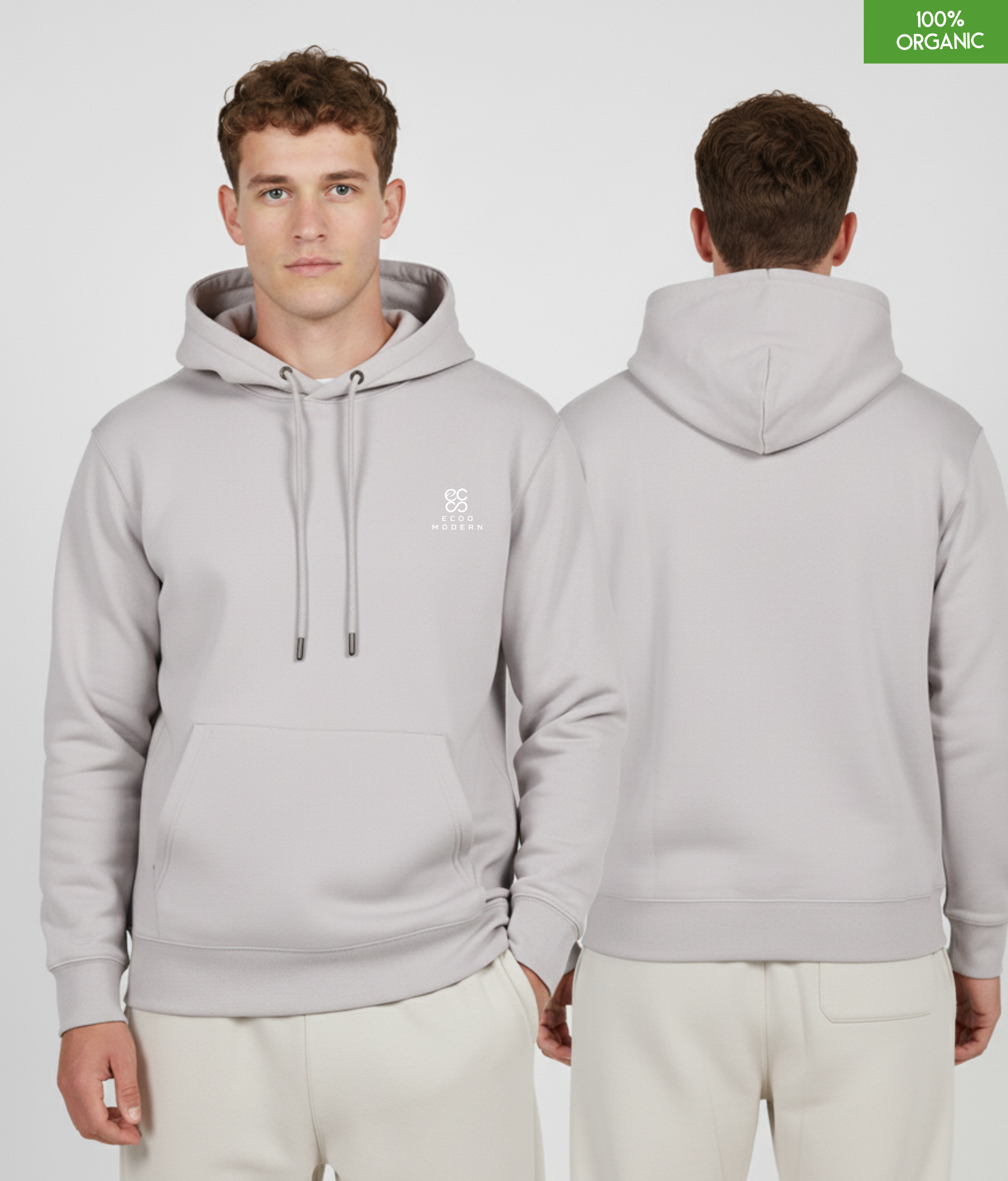 Organic Cotton Hoodie | Cool Heather Grey | Relaxed Medium Fit.