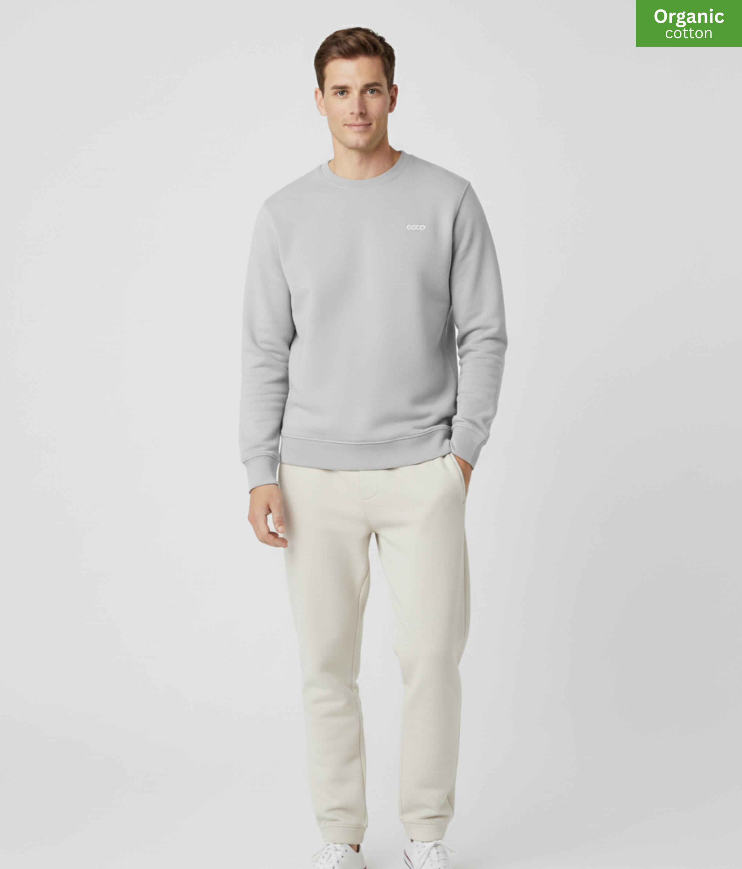 Organic Cotton crewneck sweatshirt | Heather Grey | Relaxed Medium Fit.