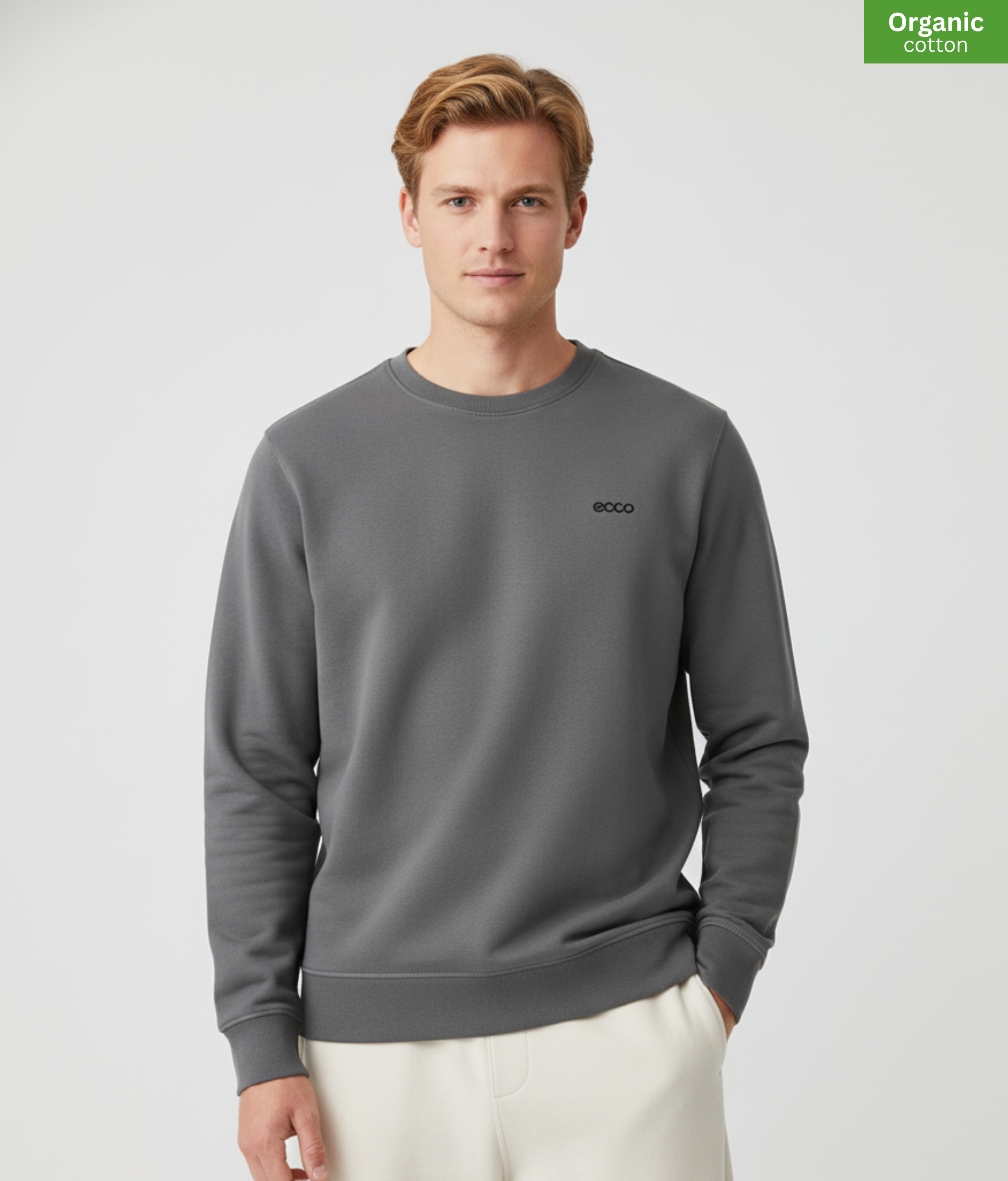 Organic Cotton crewneck sweatshirt | Anthracite |  Medium Fit.