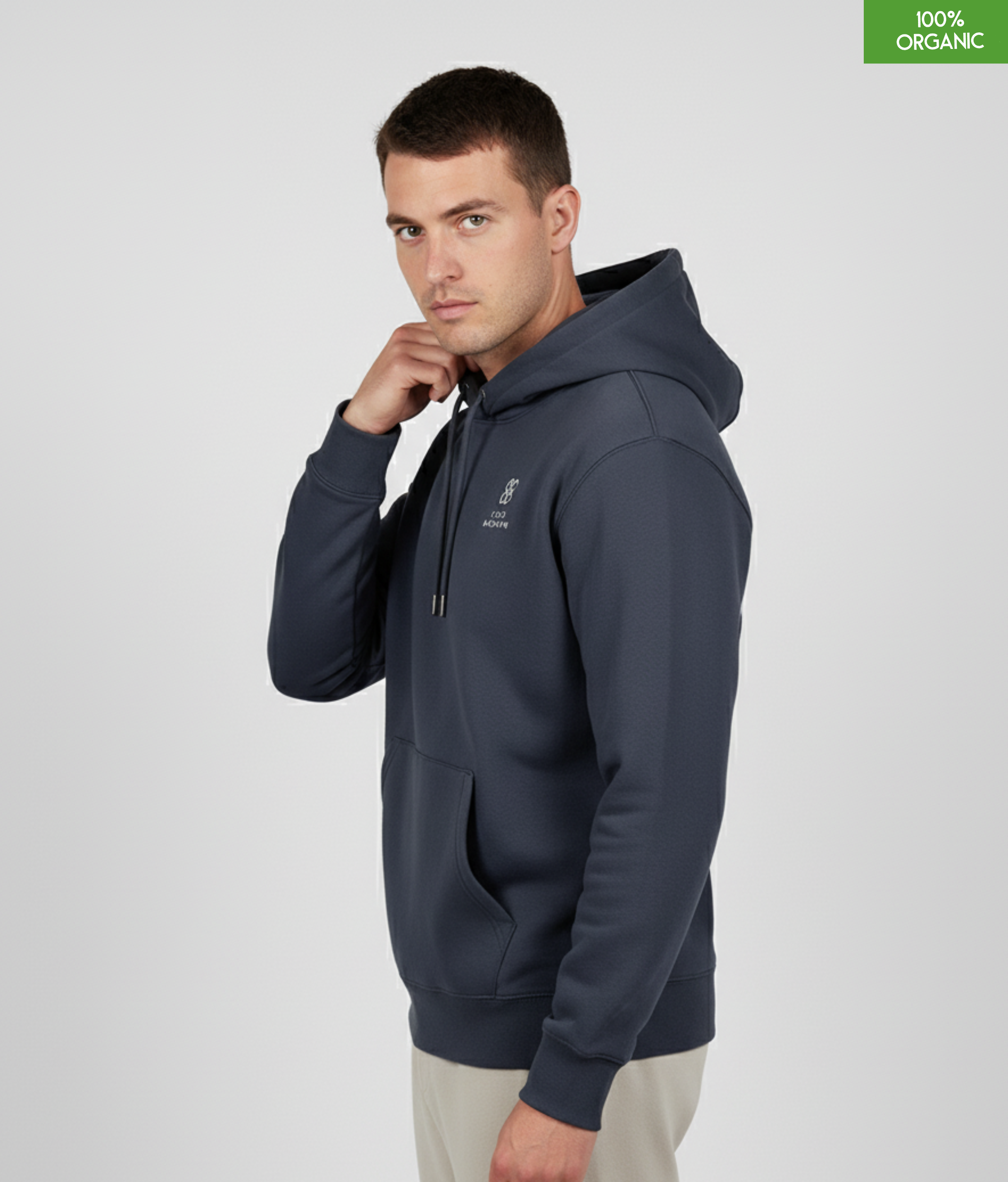 Organic Cotton Hoodie | India Ink Grey | Relaxed Medium Fit.