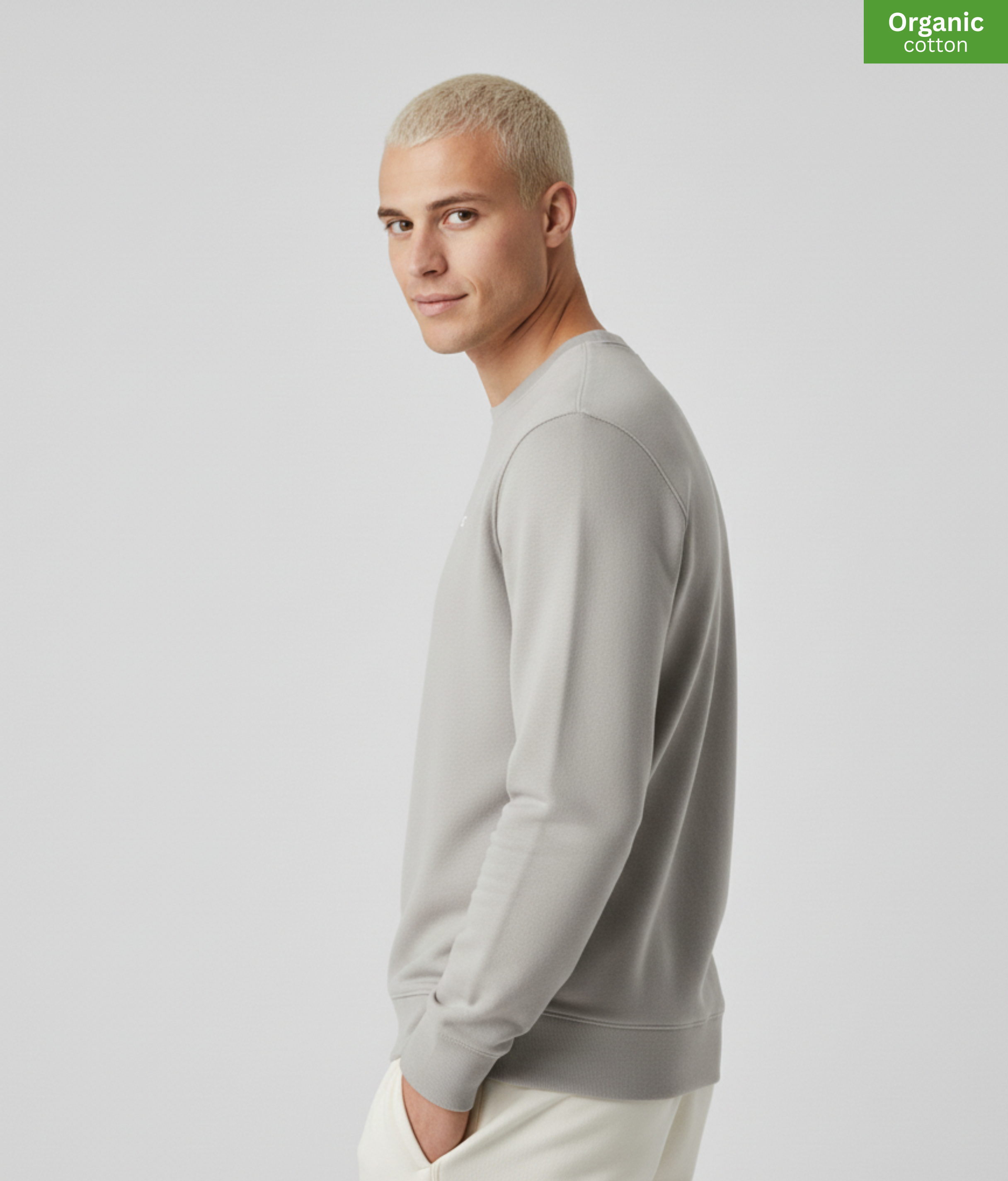 Organic Cotton crewneck sweatshirt | Opal |  Medium Fit.