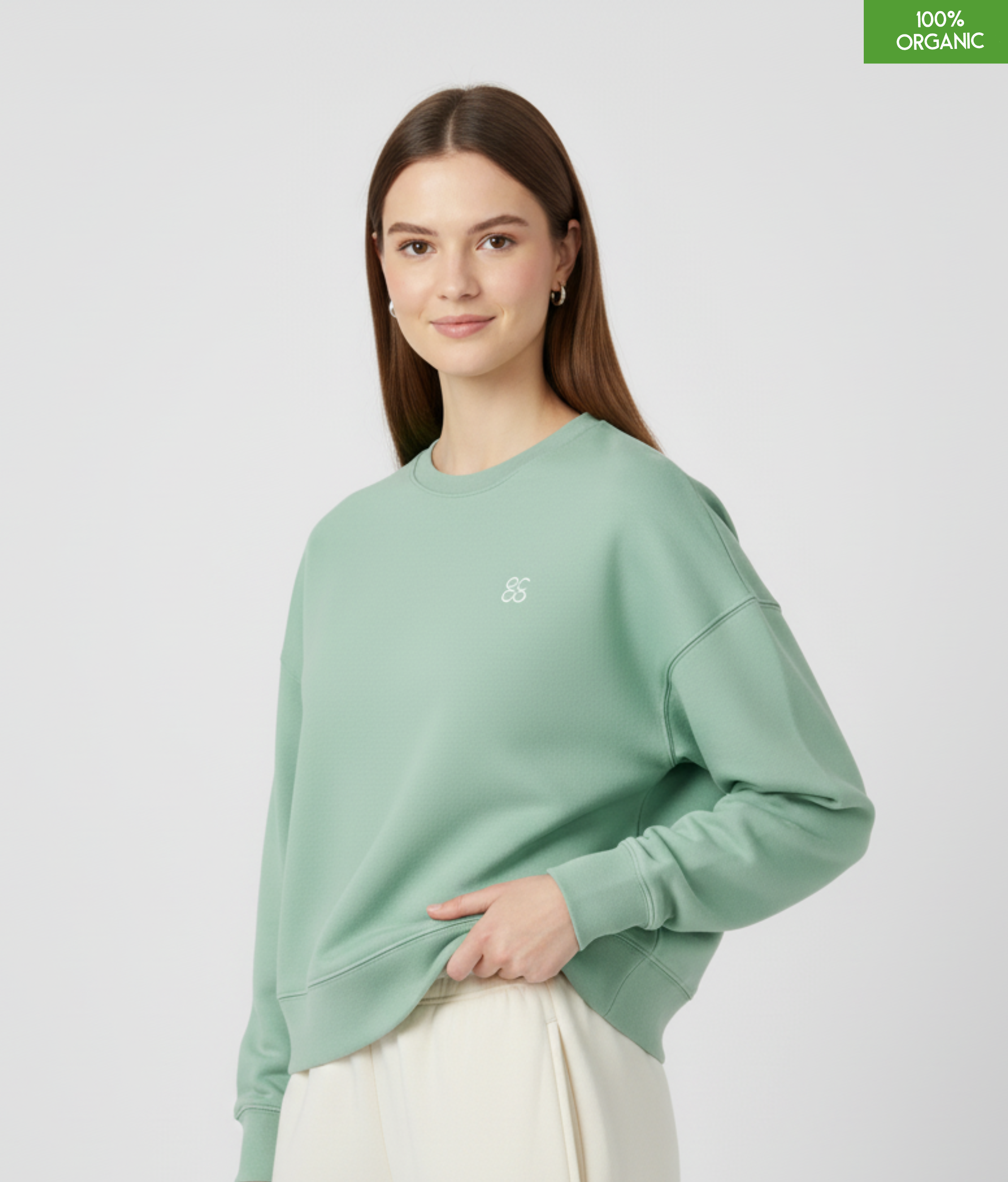 The women's crew neck sweatshirt | Misty Jade | Medium fit | 300gsm