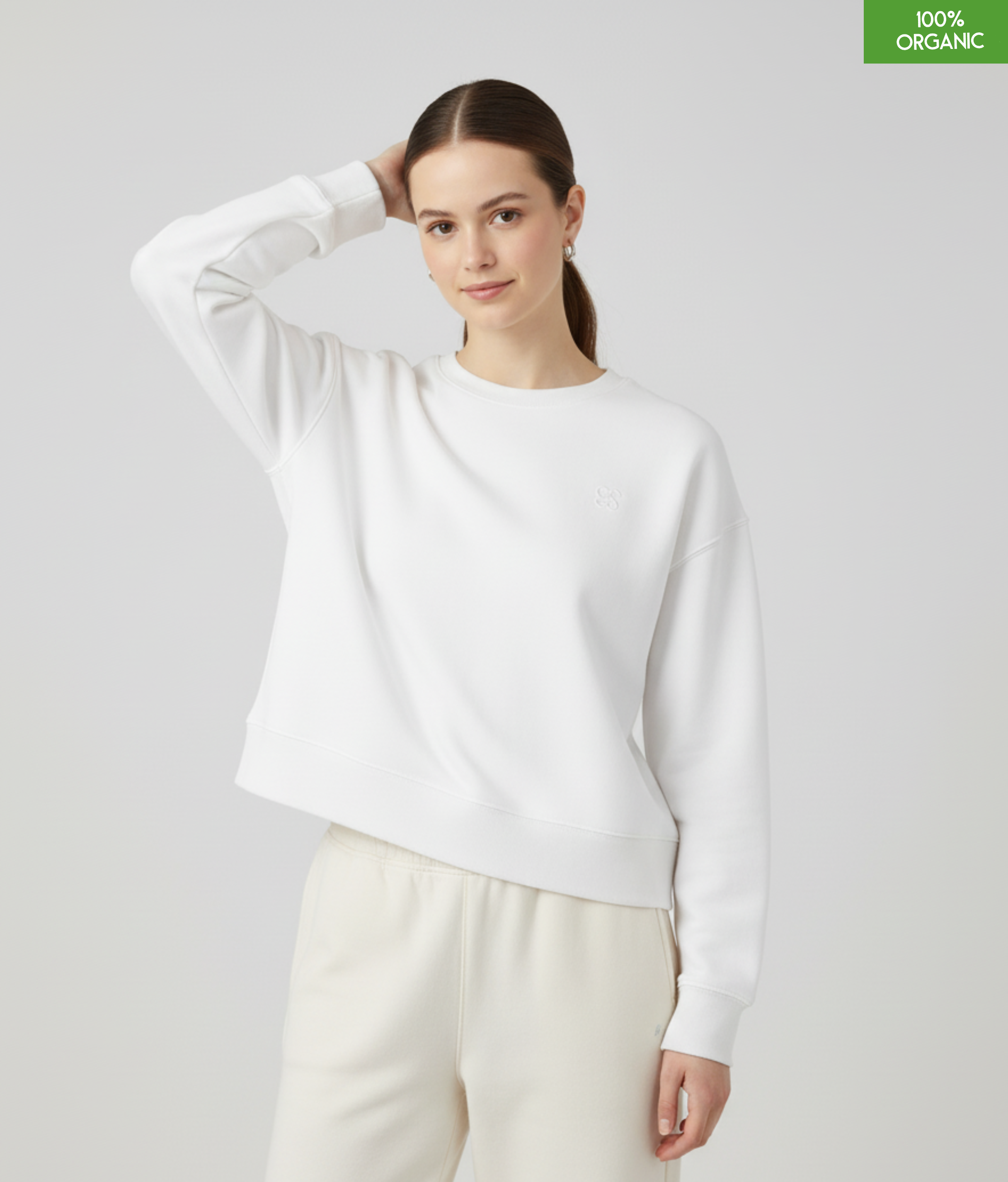 The women's crew neck sweatshirt | White | Medium fit | 300gsm