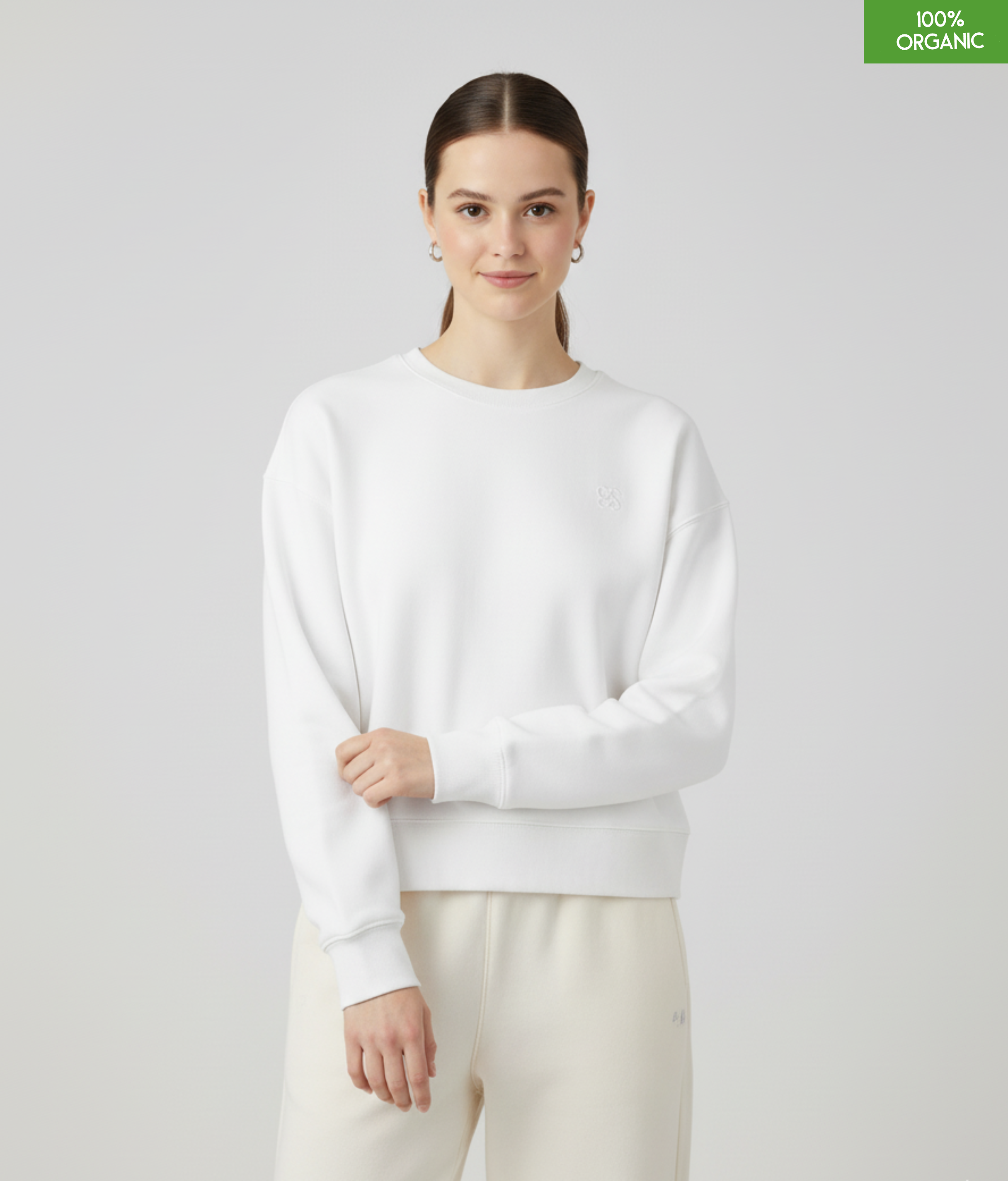 The women's crew neck sweatshirt | White | Medium fit | 300gsm