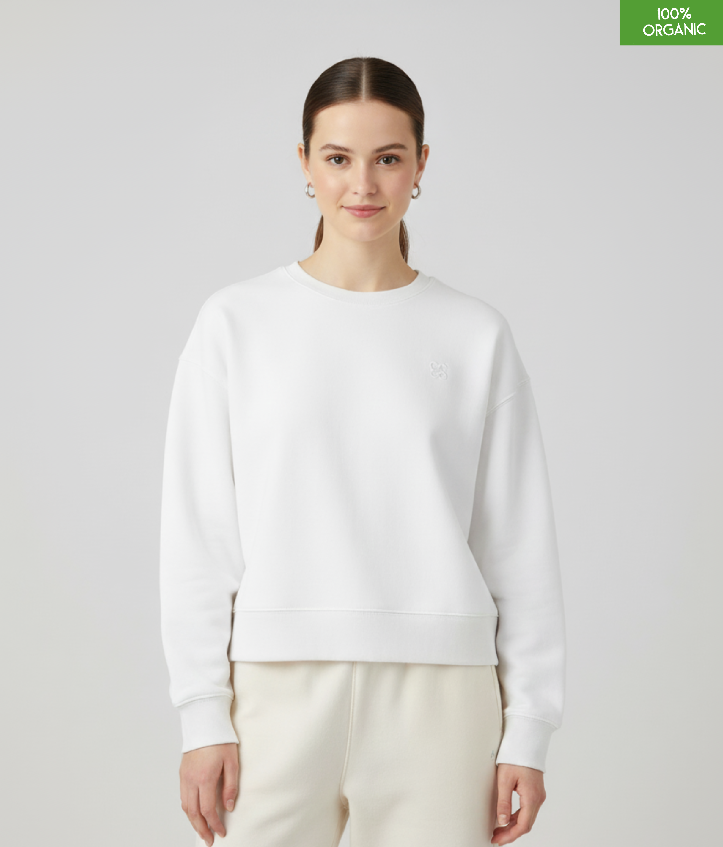 The women's crew neck sweatshirt | White | Medium fit | 300gsm