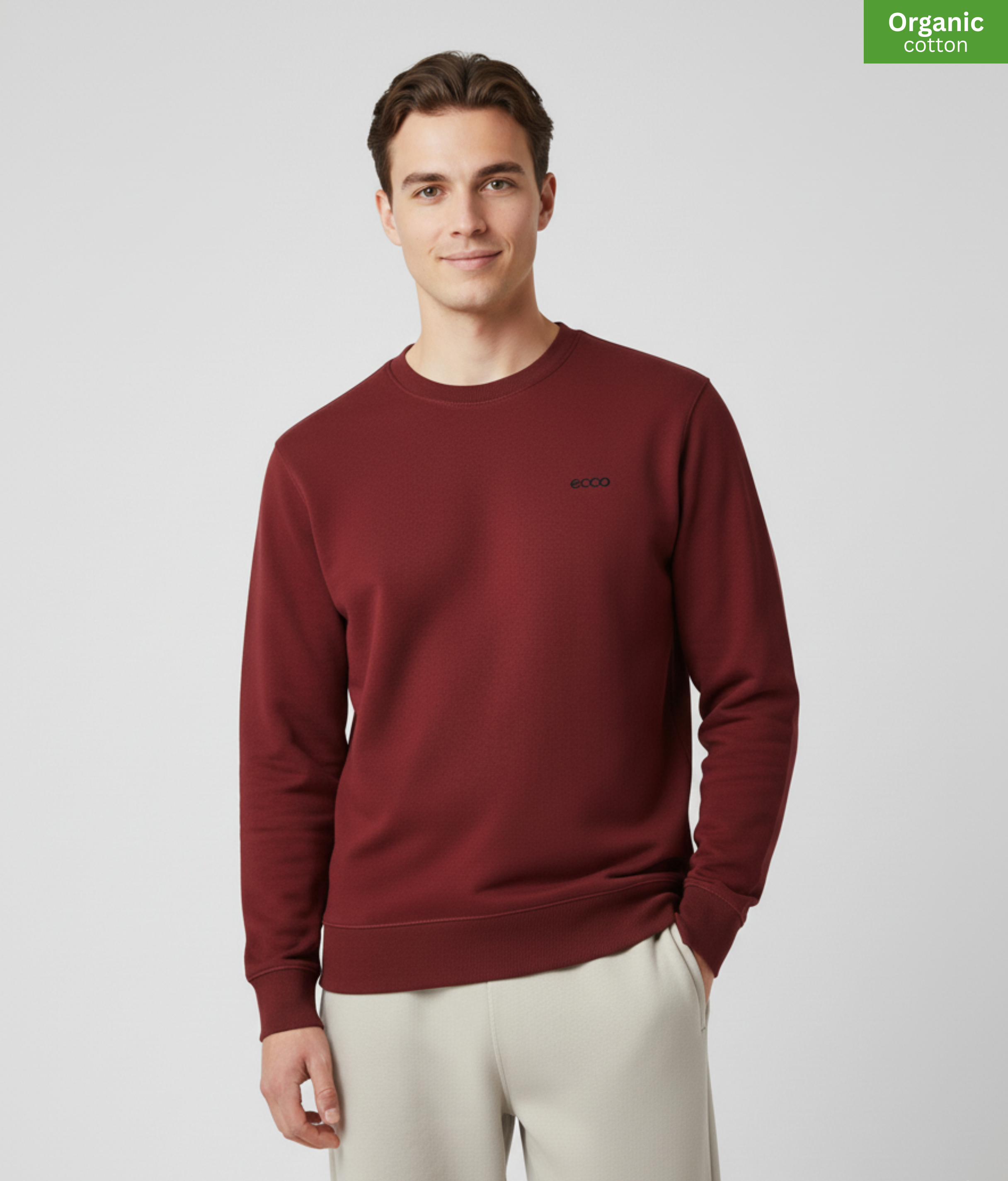 Organic Cotton crewneck sweatshirt | Burgundy |  Medium Fit.