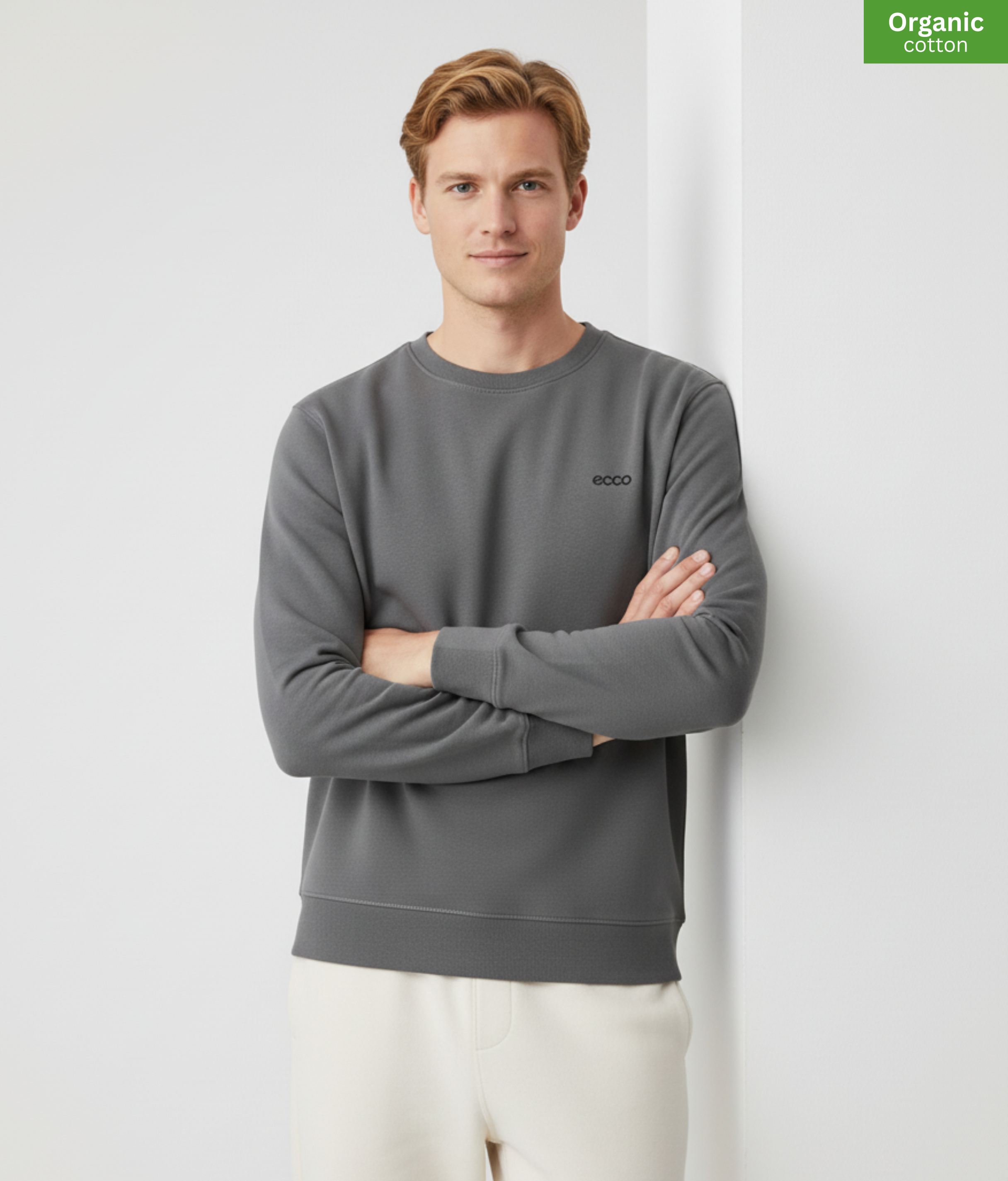 Organic Cotton crewneck sweatshirt | Anthracite |  Medium Fit.
