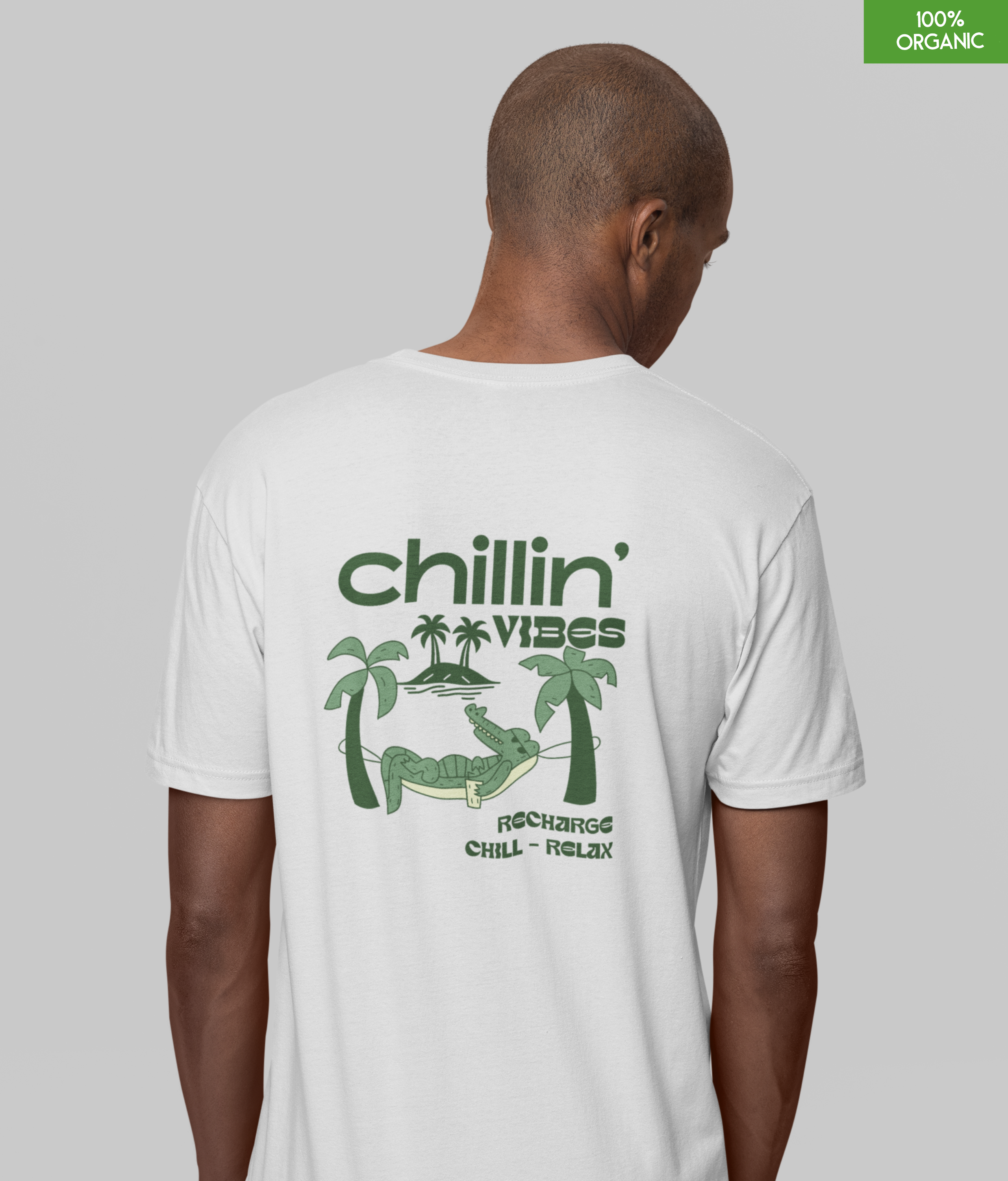 “Chillin'vibes”   Organic cotton T-Shirt  l  White  l  Medium Fit l  Mid Weight