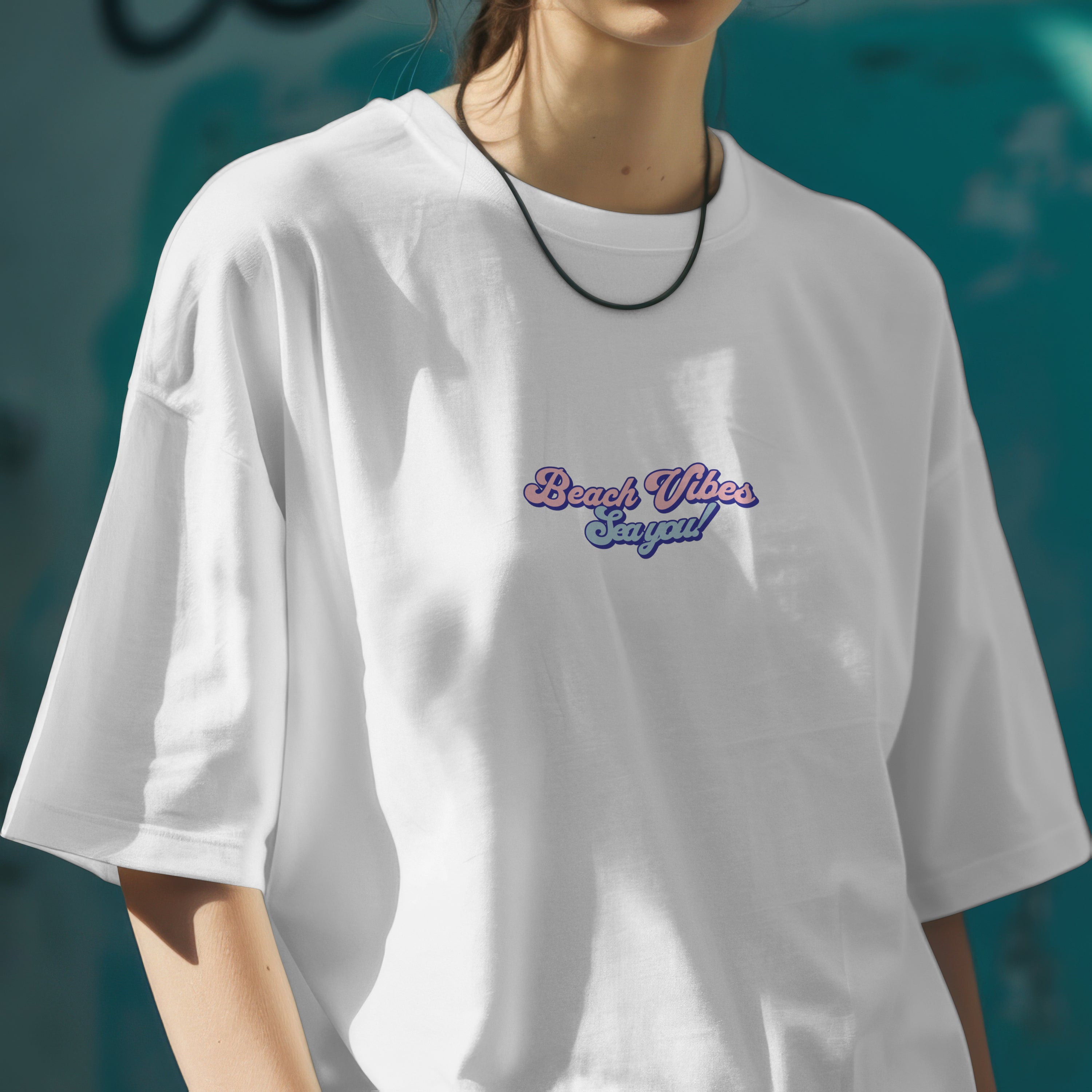 “Beach Vibes Sea You!” Retro Surf Car Oversized T-Shirt