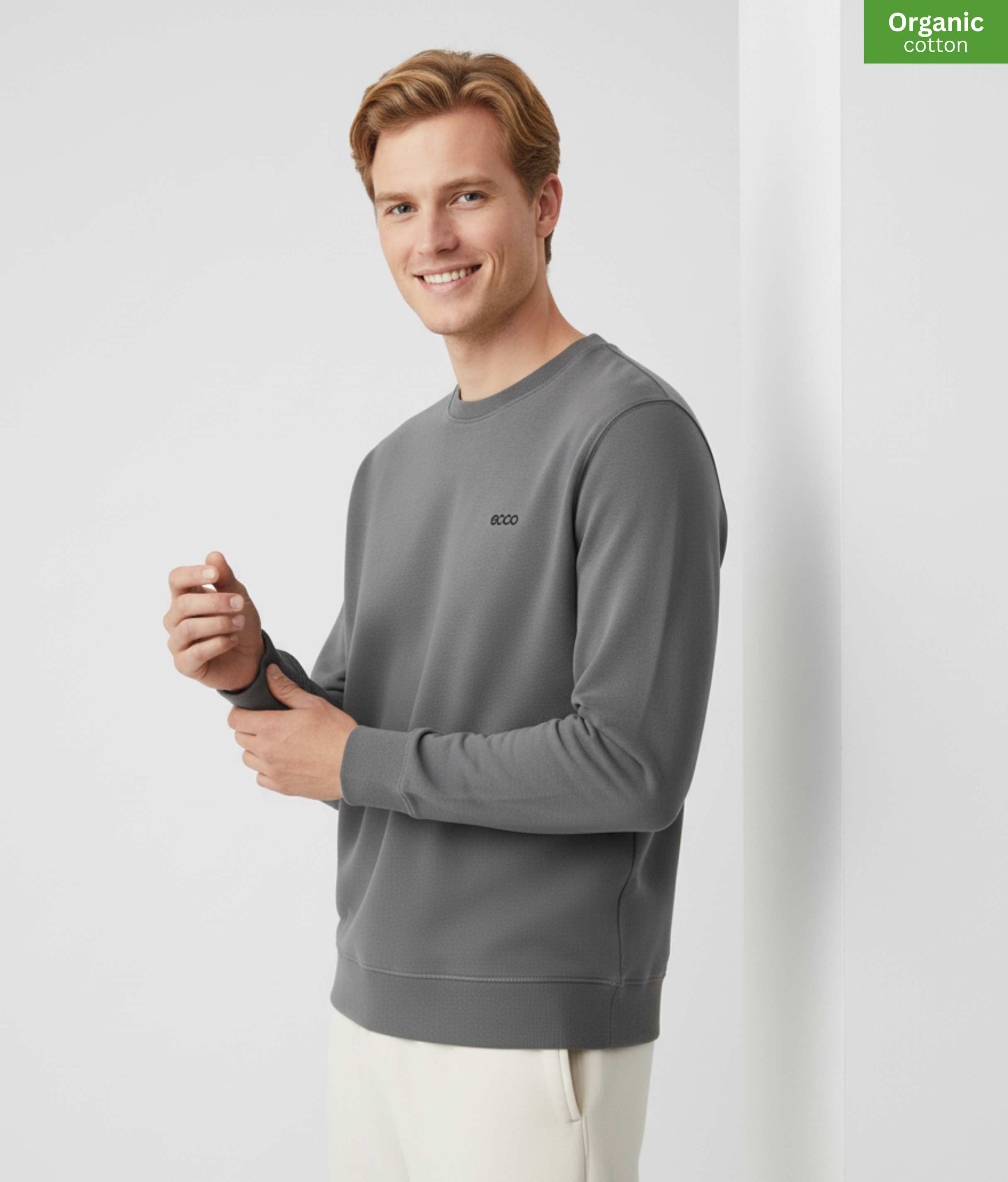 Organic Cotton crewneck sweatshirt | Anthracite |  Medium Fit.