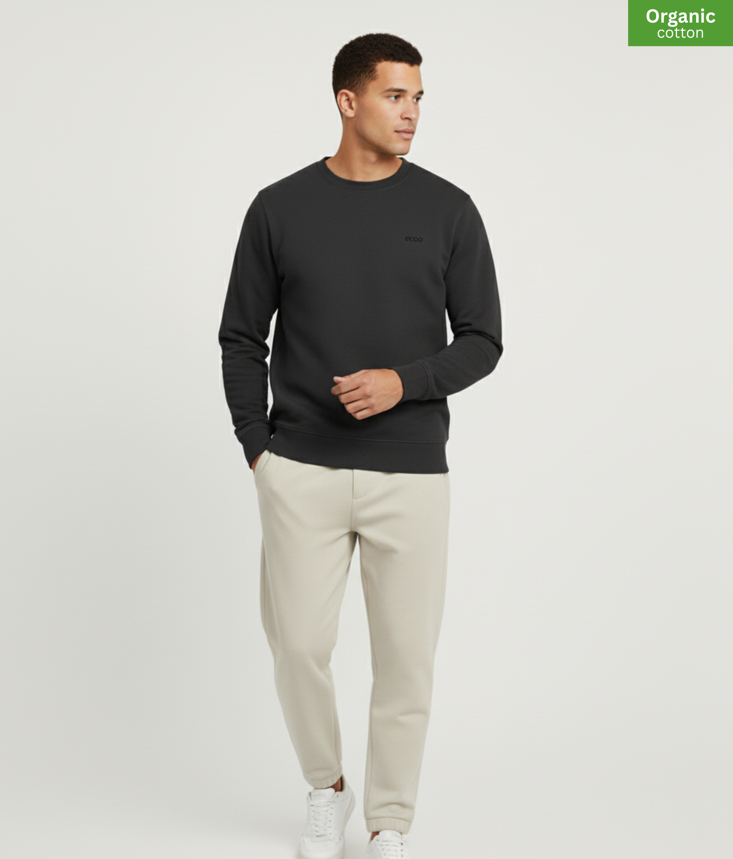 Organic Cotton crewneck sweatshirt | Dark Heather Grey |  Medium Fit.