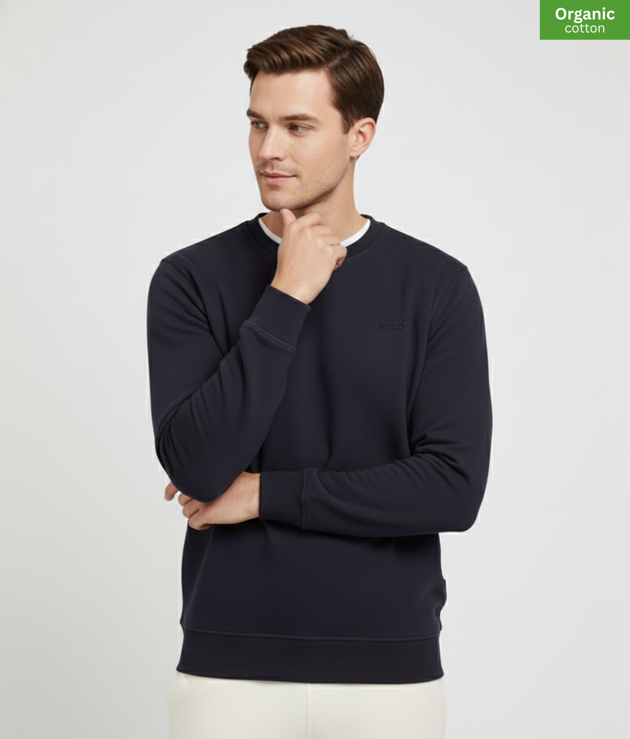 Organic Cotton crewneck sweatshirt | French Navy |  Medium Fit.