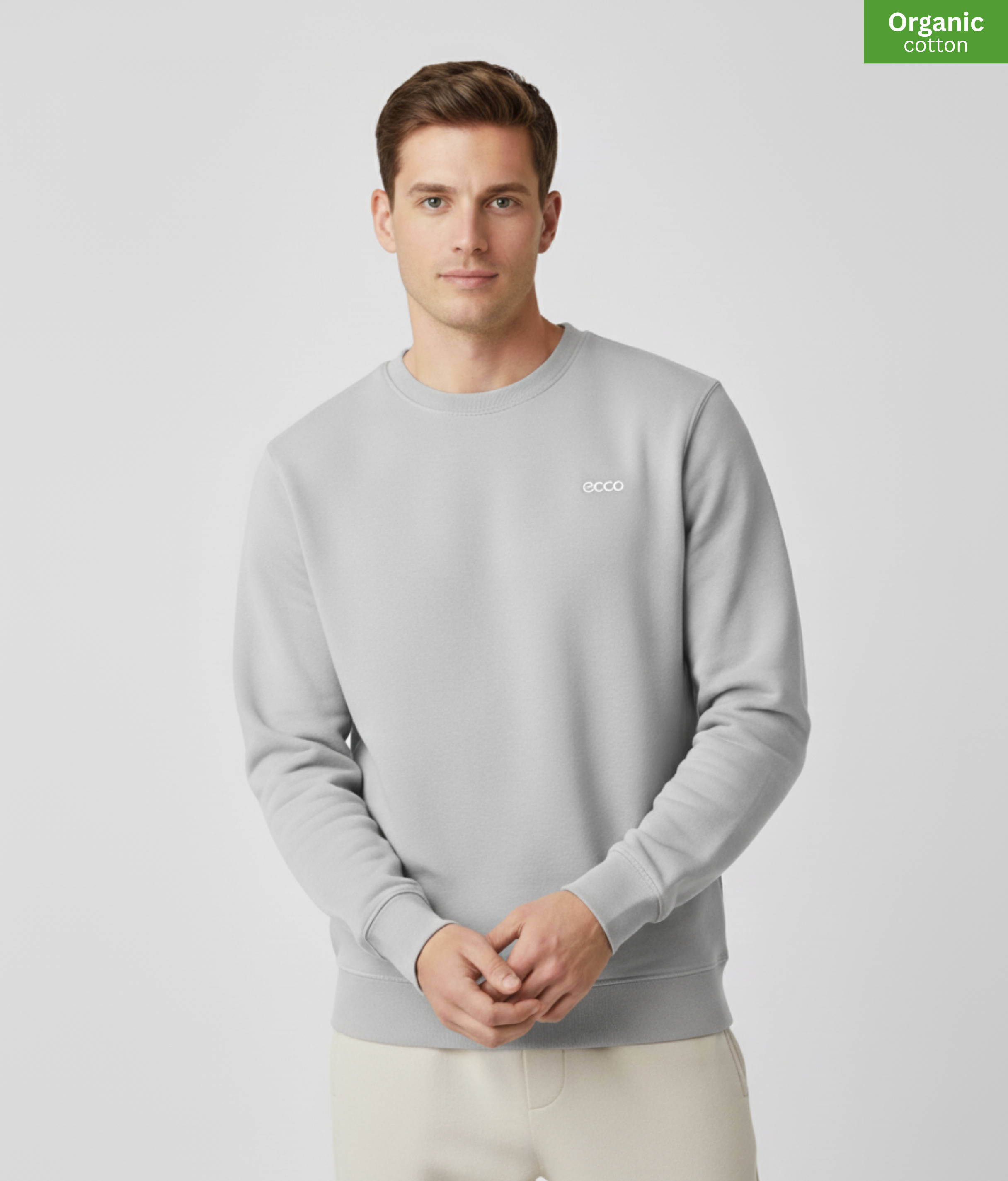 Organic Cotton crewneck sweatshirt | Heather Grey | Relaxed Medium Fit.