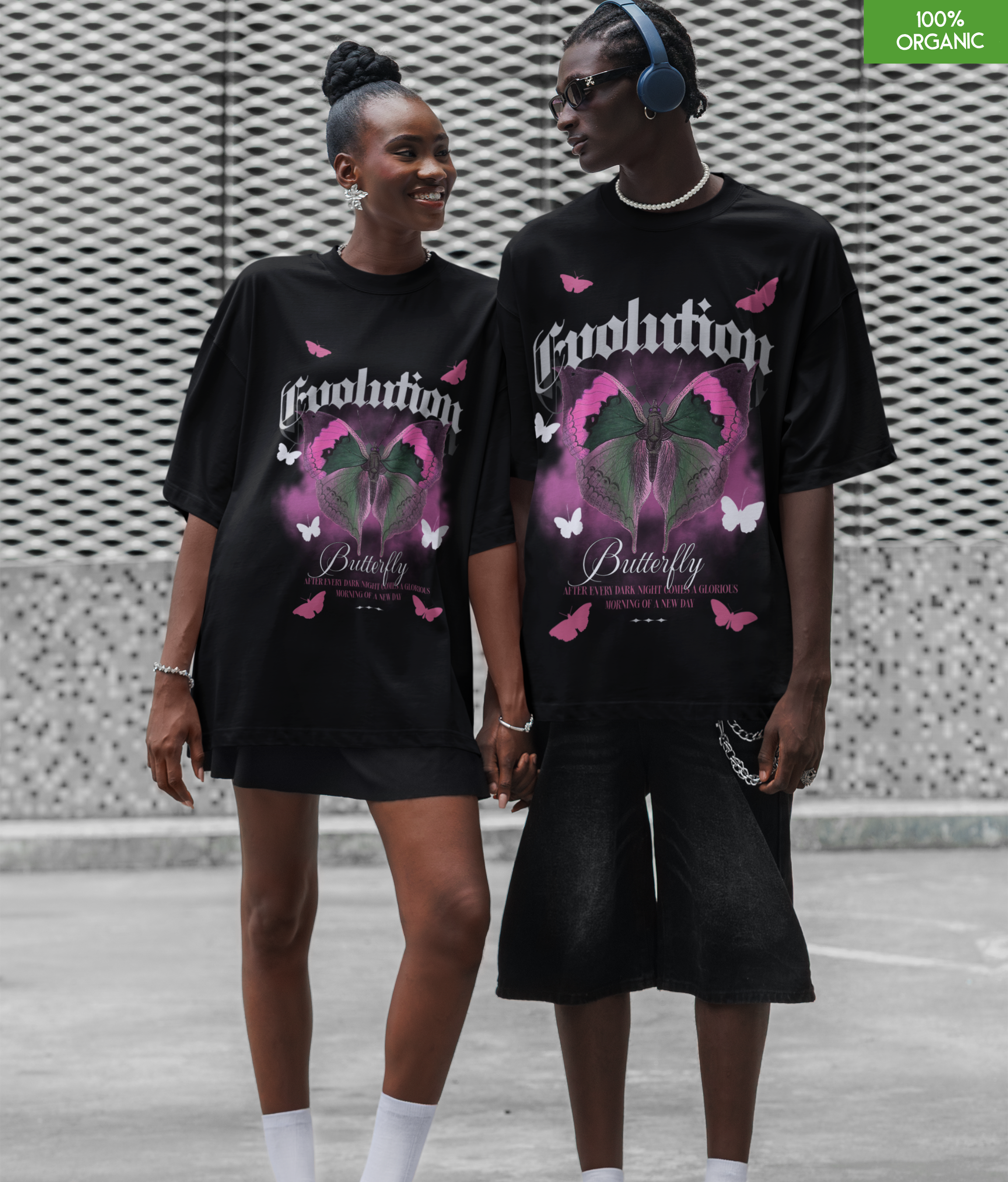 Evolution Butterfly Oversized T-Shirt – Gothic Graphic Tee – Transformation & Renewal – 100% Organic Cotton