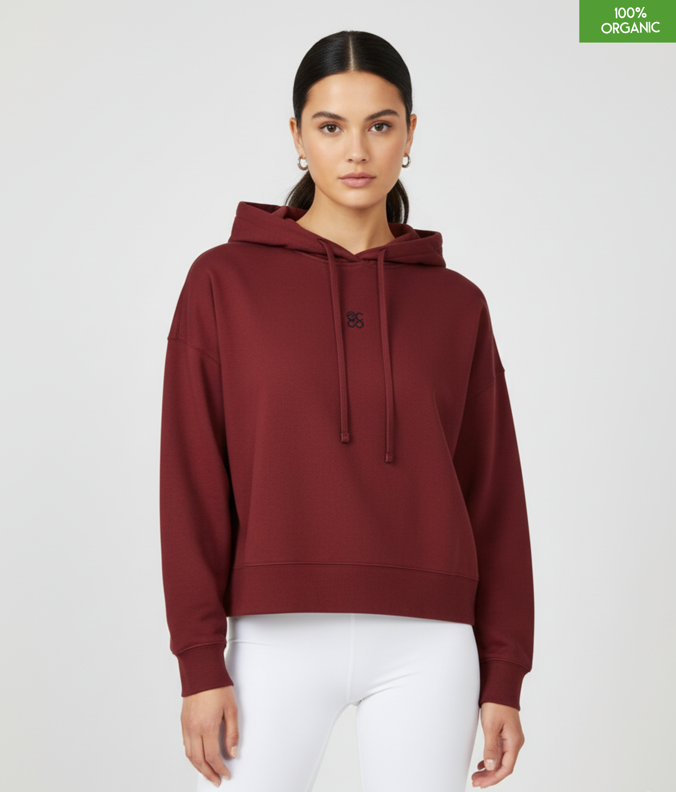 Organic cotton Hoodie sweatshirt | Colour: Burgundy | Medium fit
