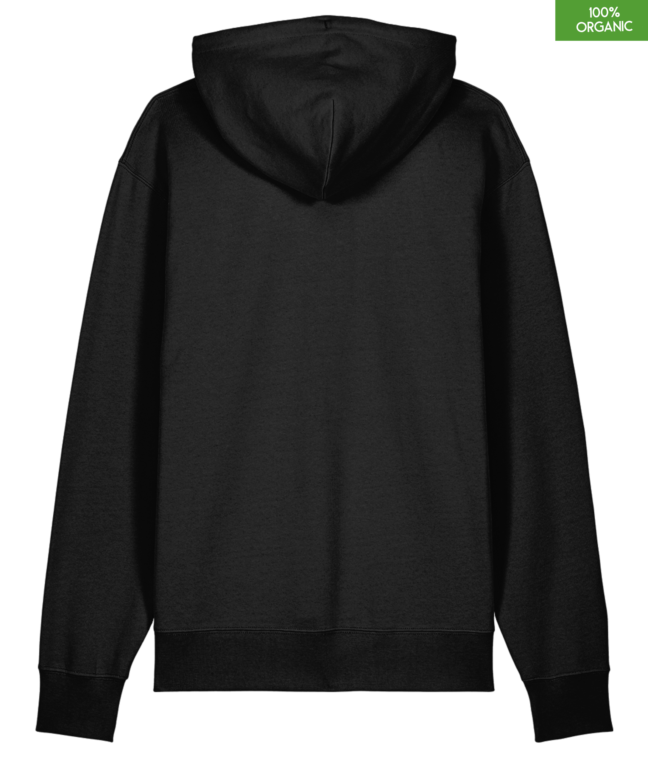 Organic Cotton Hoodie | Black | Relaxed Medium Fit.