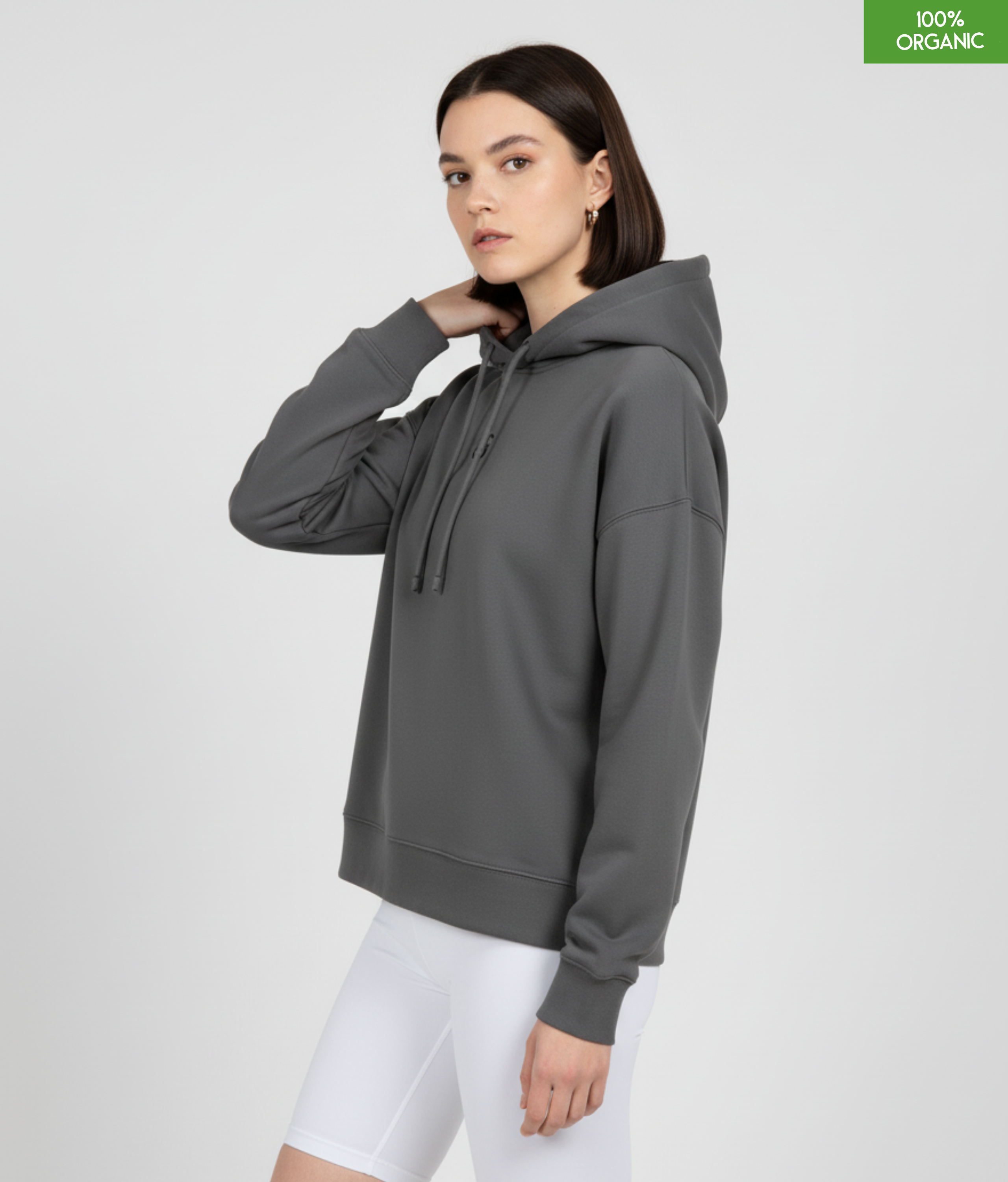 Organic cotton Hoodie sweatshirt | Colour Anthracite | Medium fit | 300gsm.