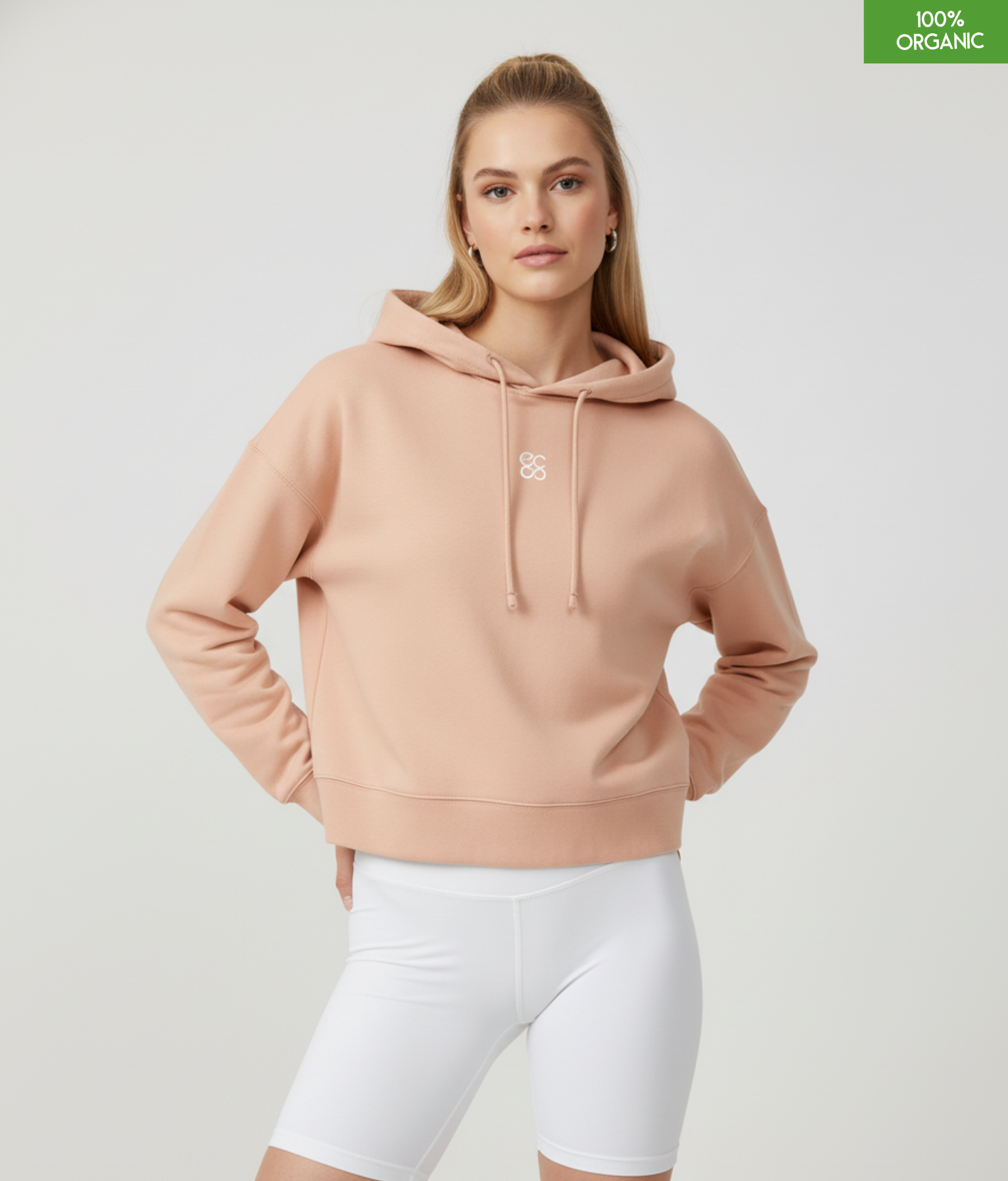 Organic cotton Hoodie sweatshirt | Fraiche Peche | Medium fit