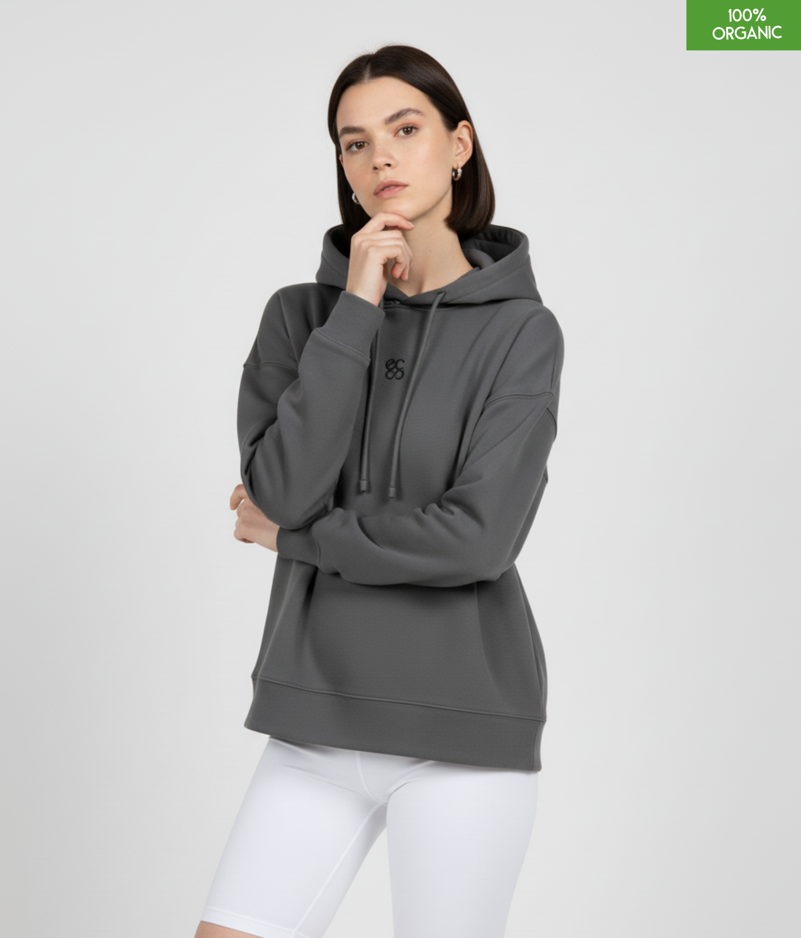 Organic cotton Hoodie sweatshirt | Colour Anthracite | Medium fit | 300gsm.