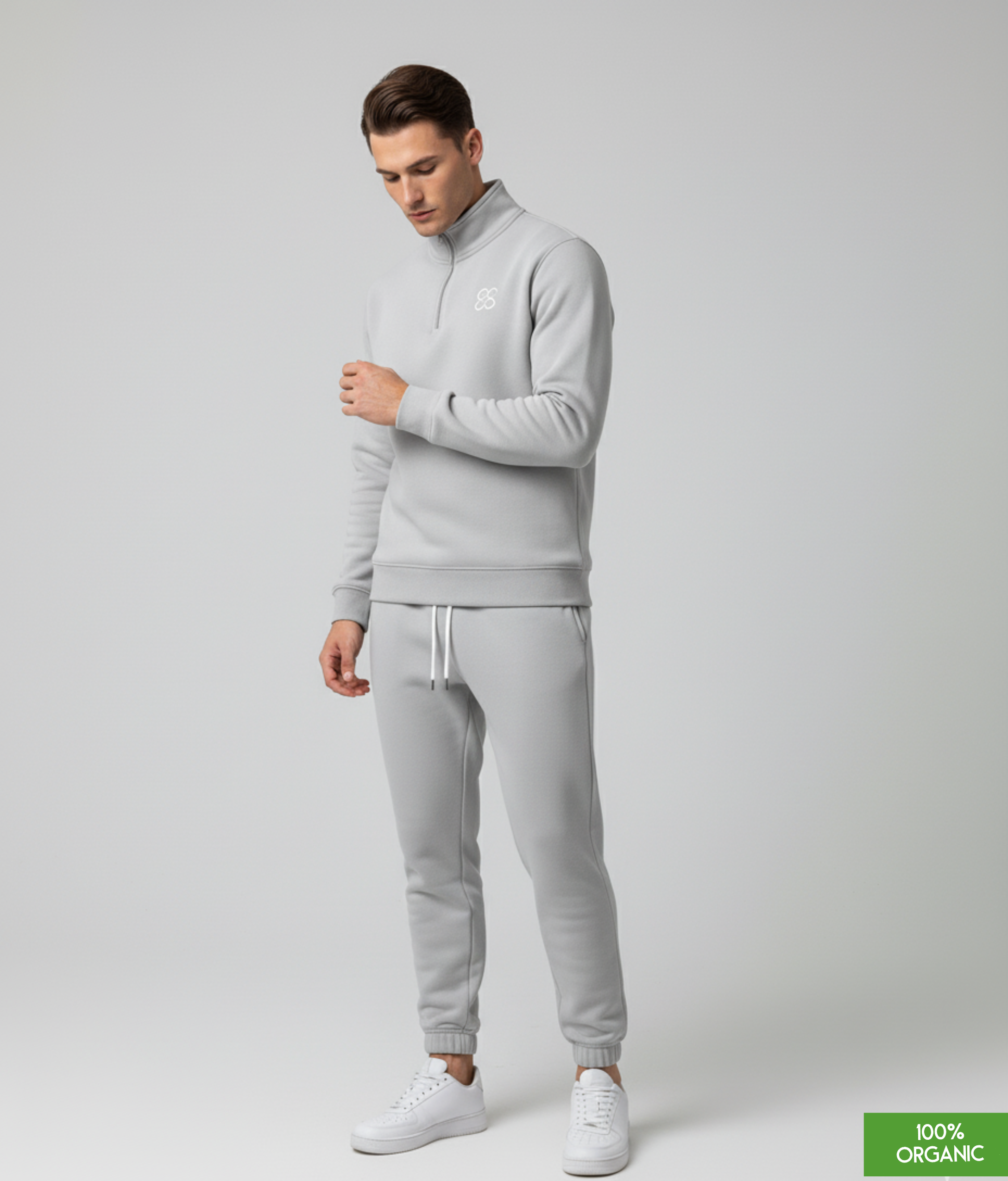 The quarter zip sweatshirt | Heather Grey | Medium Fit | 280gsm