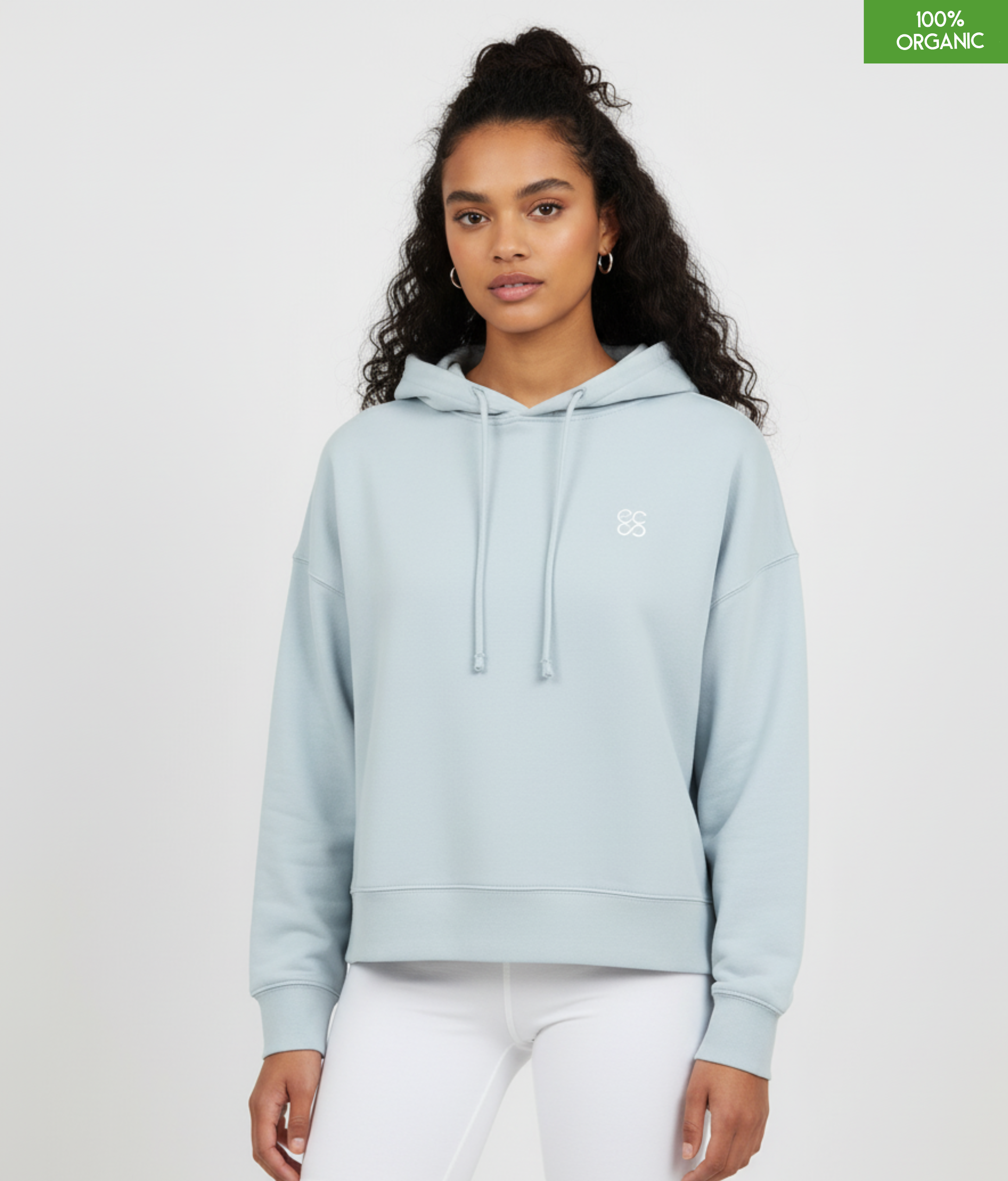 Organic cotton Hoodie  | Blue Ice | Medium fit