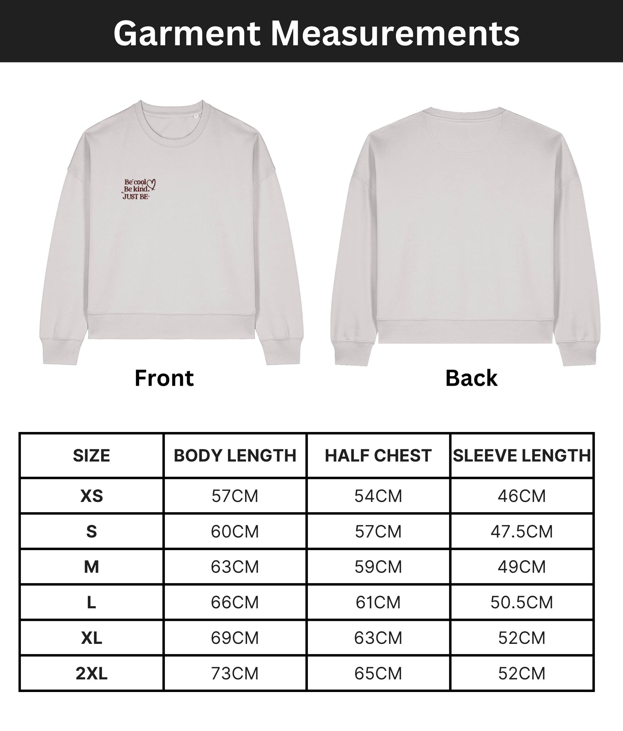 'Be cool. Be kind. JUST BE.' The women's crew neck sweatshirt | Cool Heather Grey | Medium fit | 300gsm