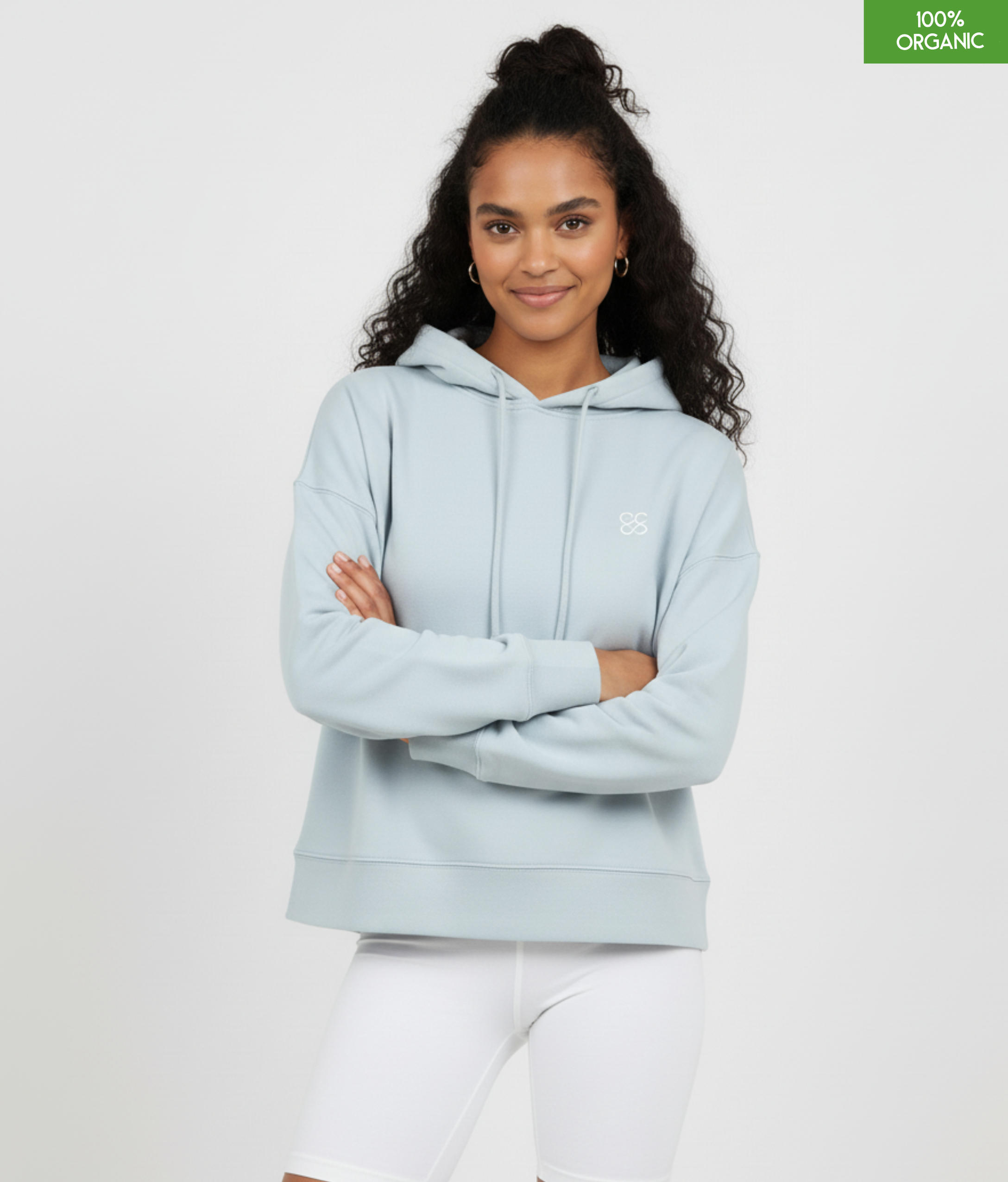 Organic cotton Hoodie  | Blue Ice | Medium fit