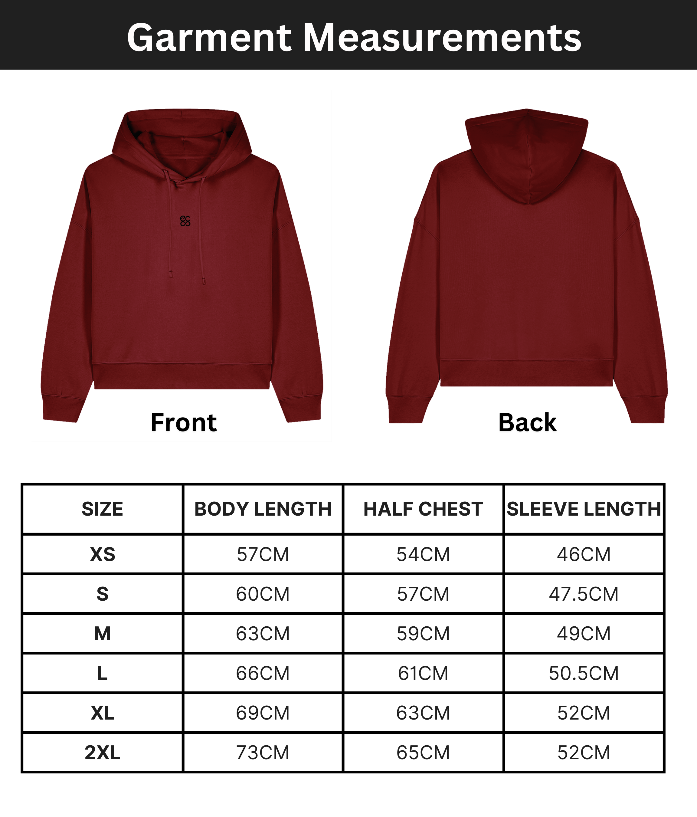 Organic cotton Hoodie sweatshirt | Colour: Burgundy | Medium fit