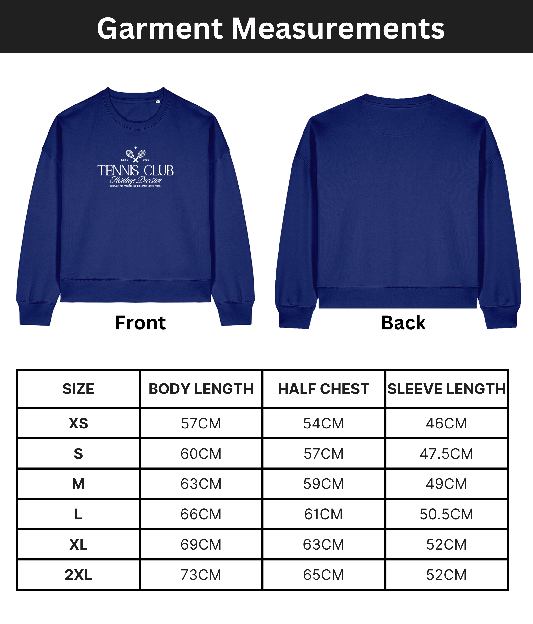 Sweatshirt with 'Tennis Club, The women's crew neck sweatshirt | Worker Blue | Medium fit | 300gsm