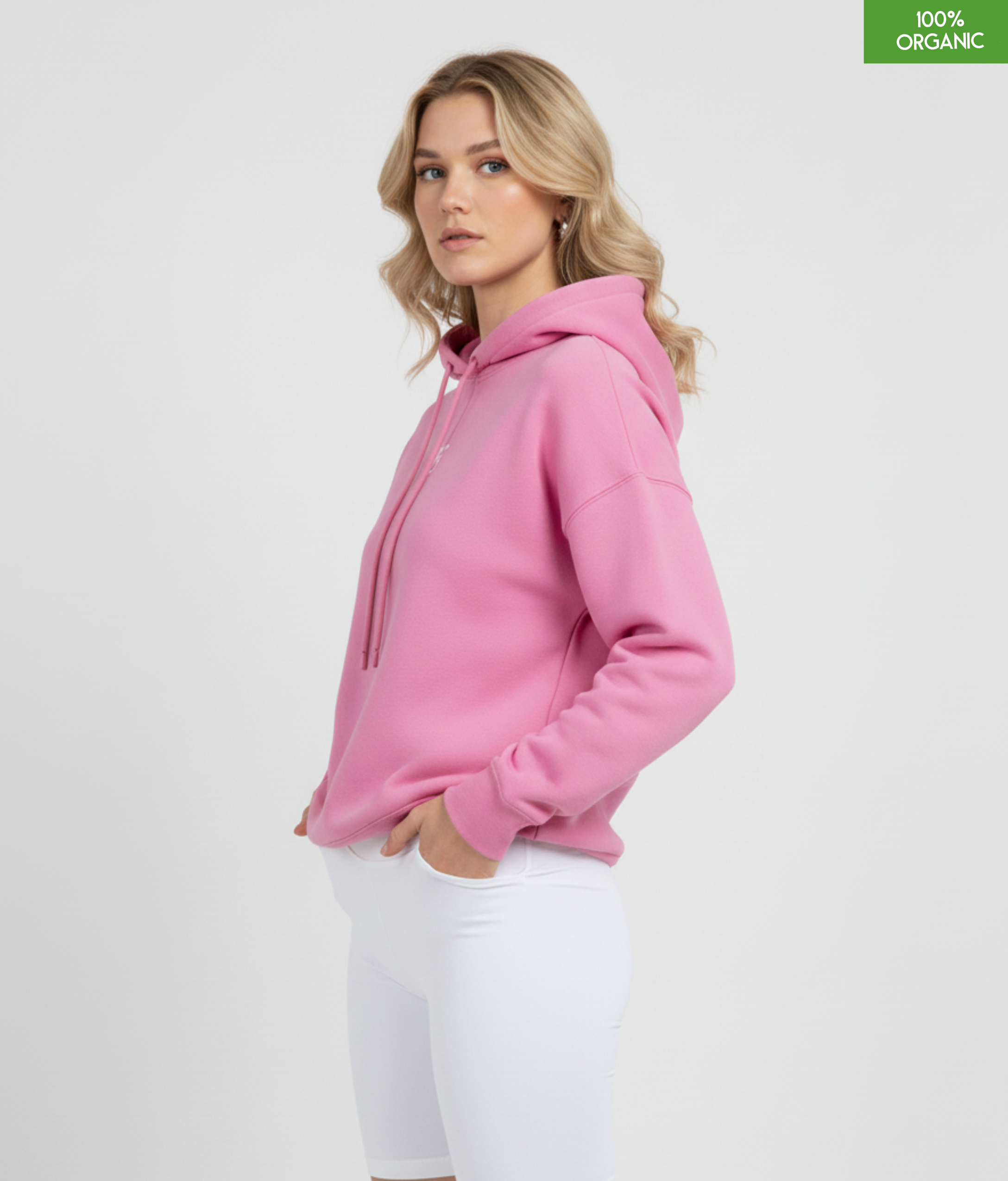 Organic cotton Hoodie sweatshirt | Colour Bubble Pink | Medium fit