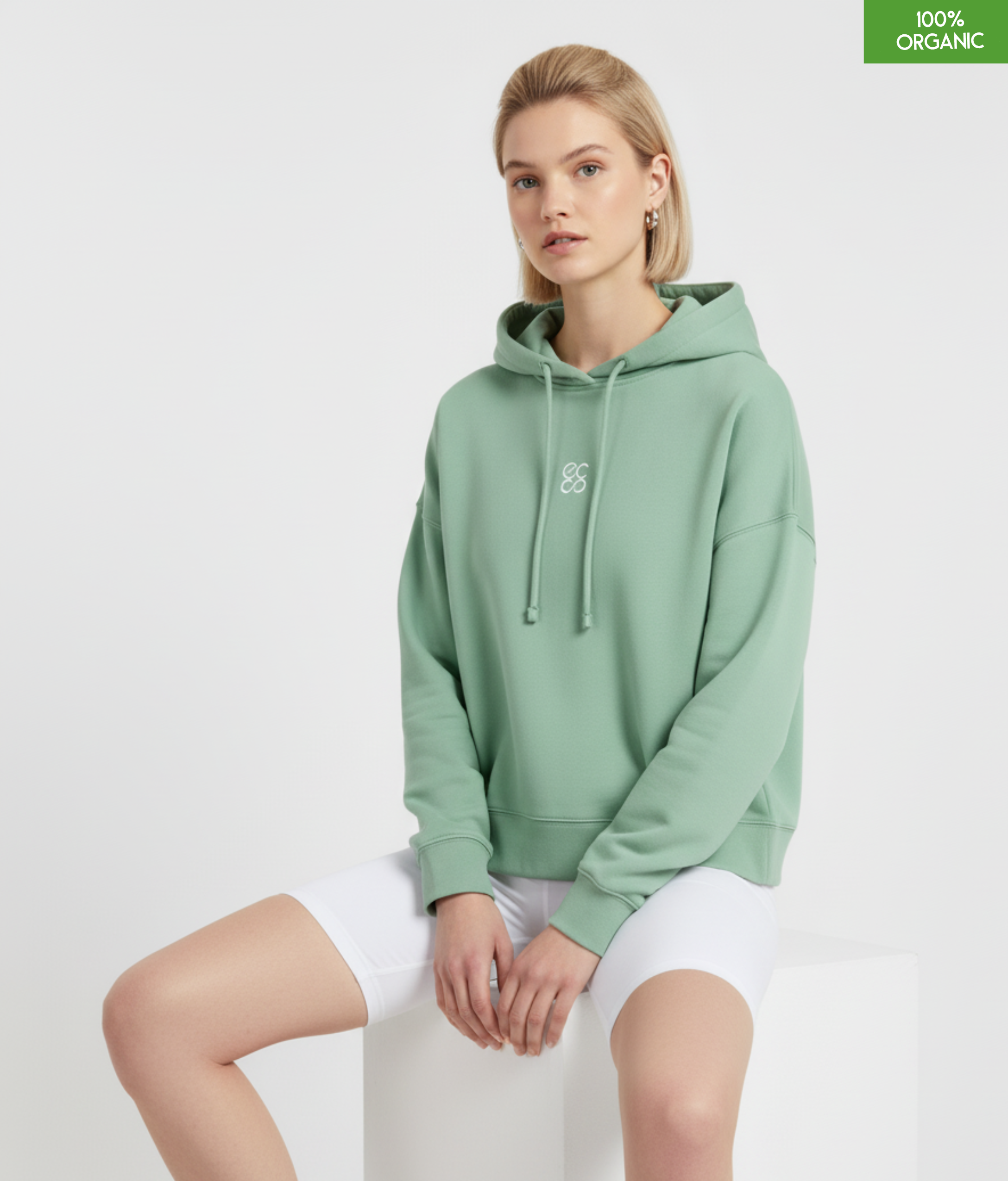 Organic cotton Hoodie  | Misty Jade | Medium fit