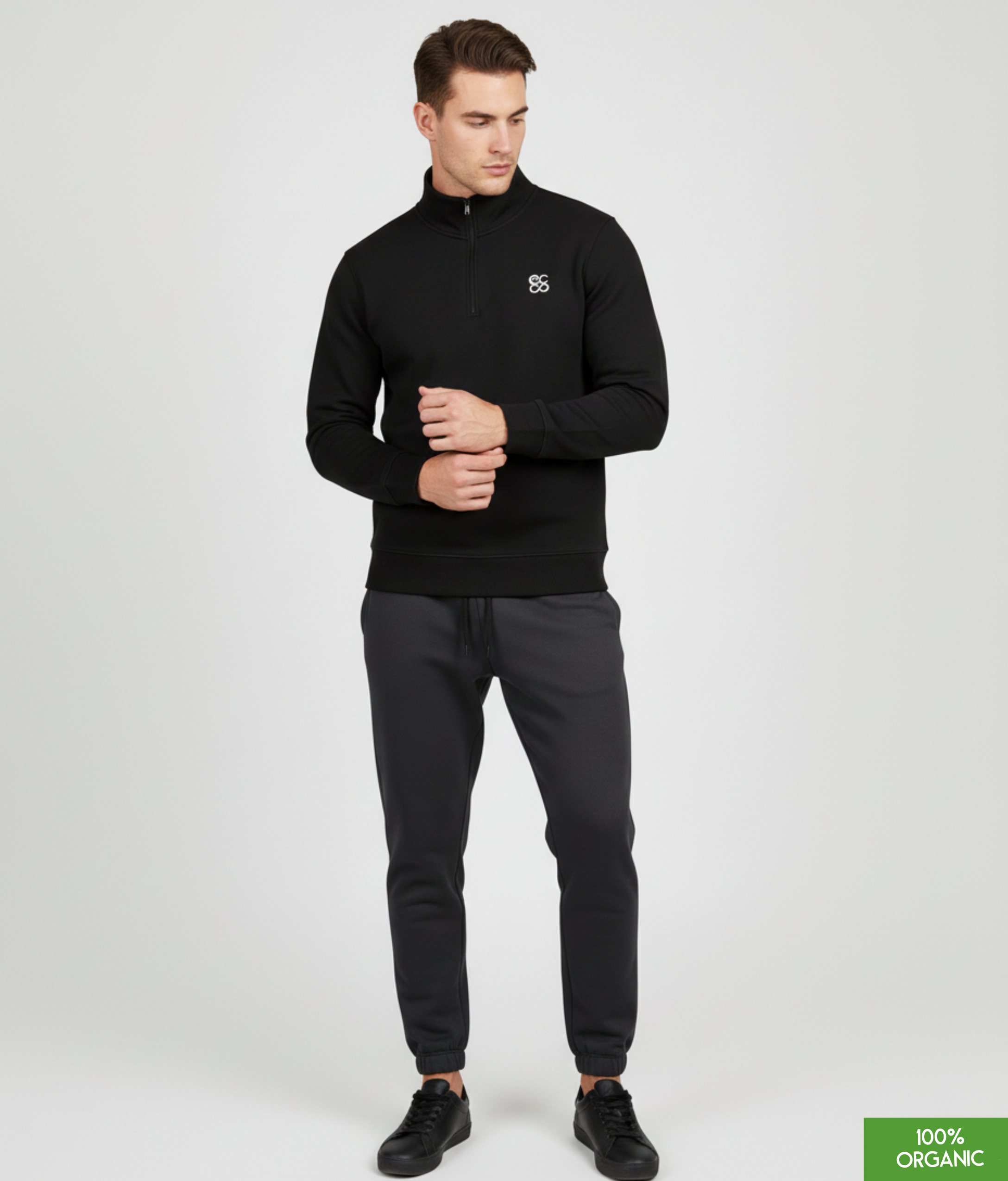 The quarter zip sweatshirt | Black | Medium Fit | 280gsm