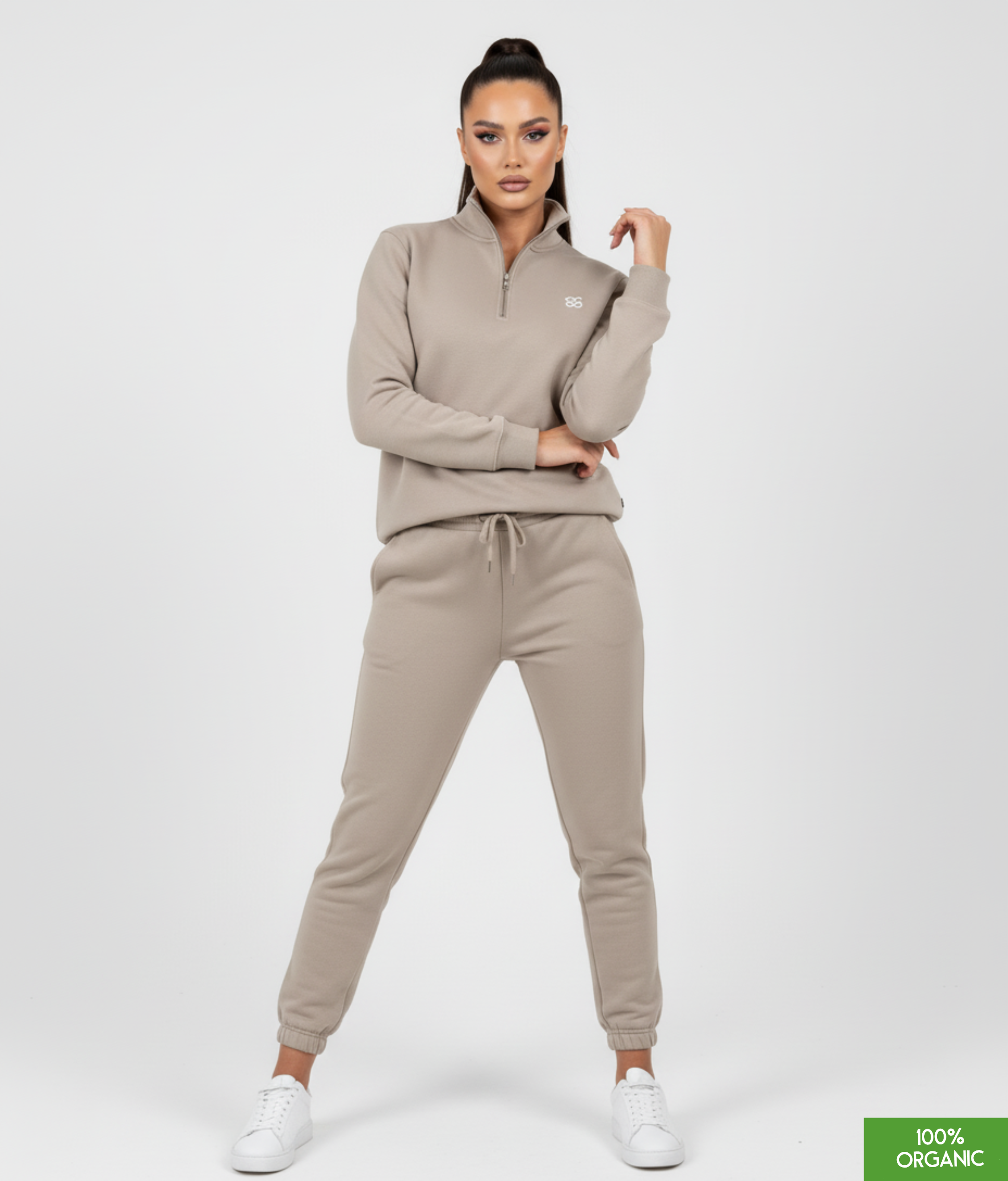 The quarter zip sweatshirt | Desert Dust | Medium Fit | 280gsm