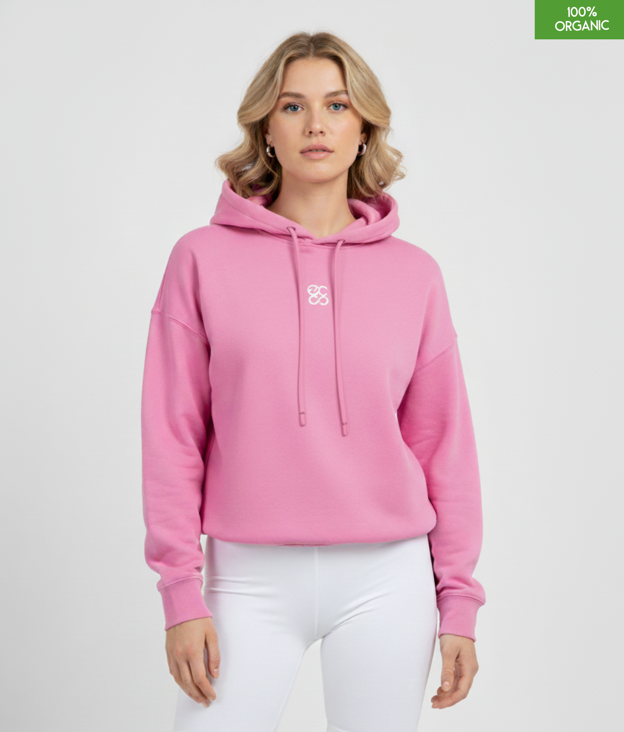 Organic cotton Hoodie sweatshirt | Colour Bubble Pink | Medium fit