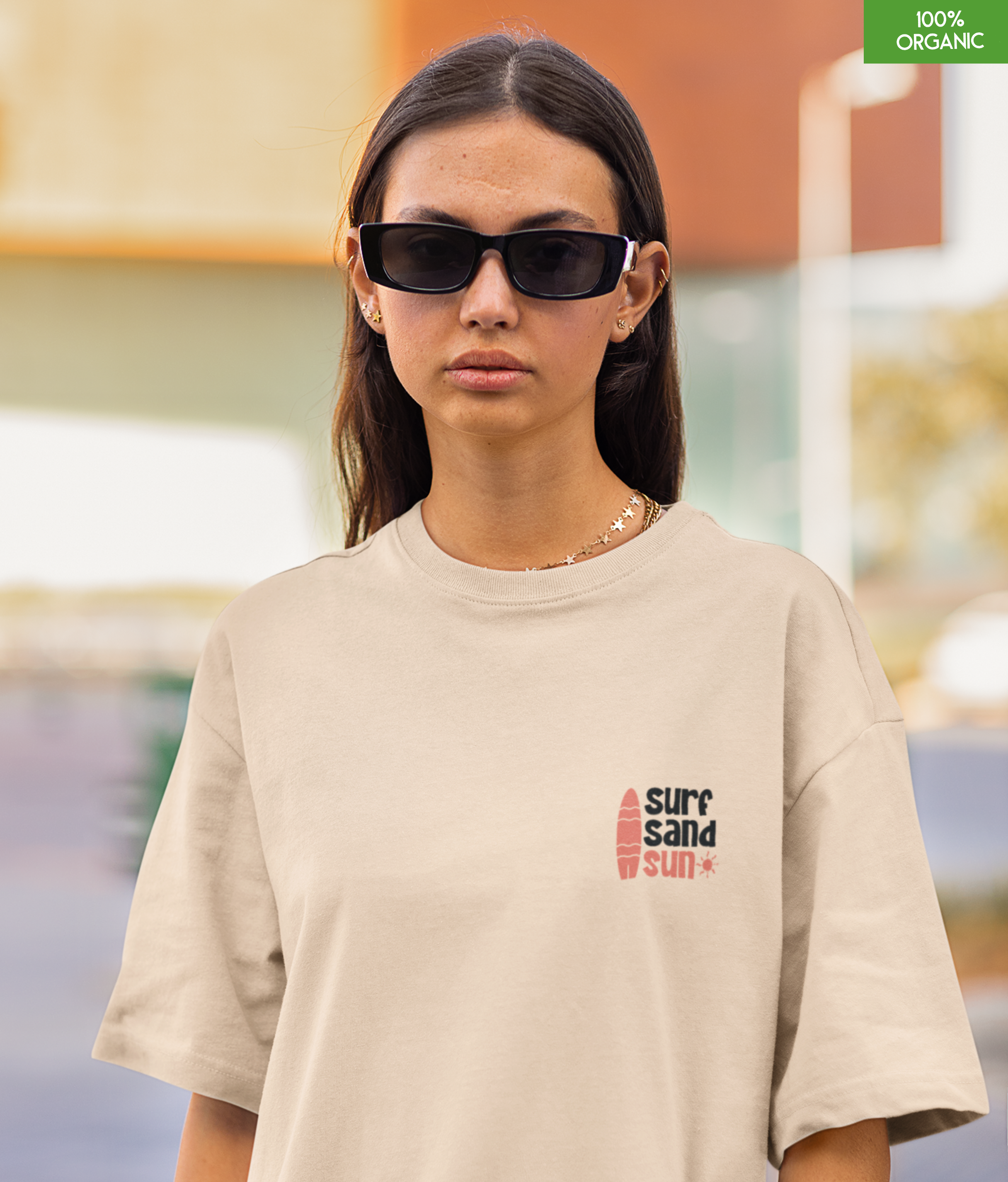 “Surf Sand Sun” Oversized Beach Graphic T-Shirt